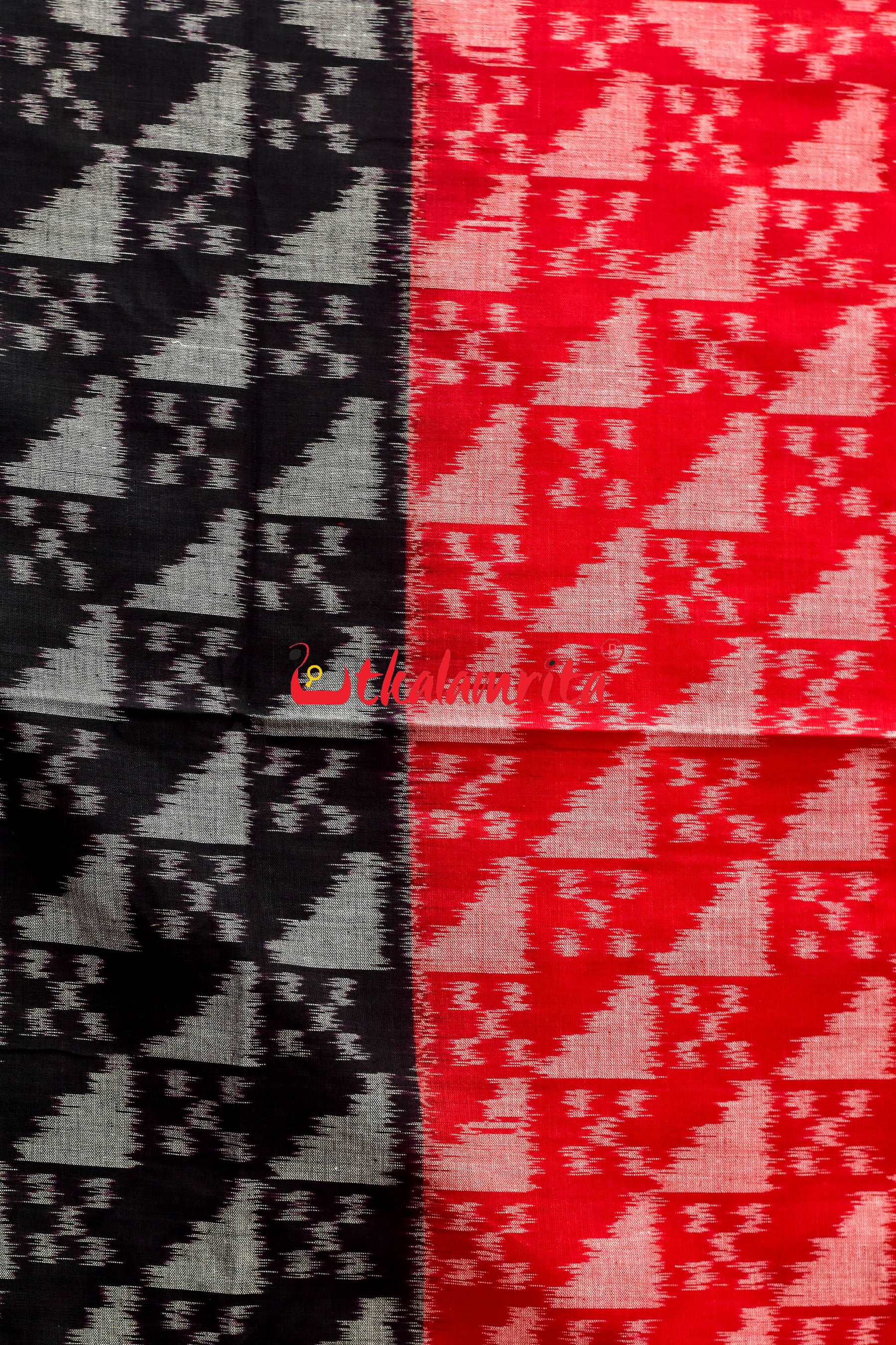 Red Black Scot Pasapali Tribal Anchal Khandua Cotton Saree