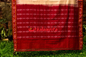 Tussarite Maroon Kumbha Khandua Cotton Saree