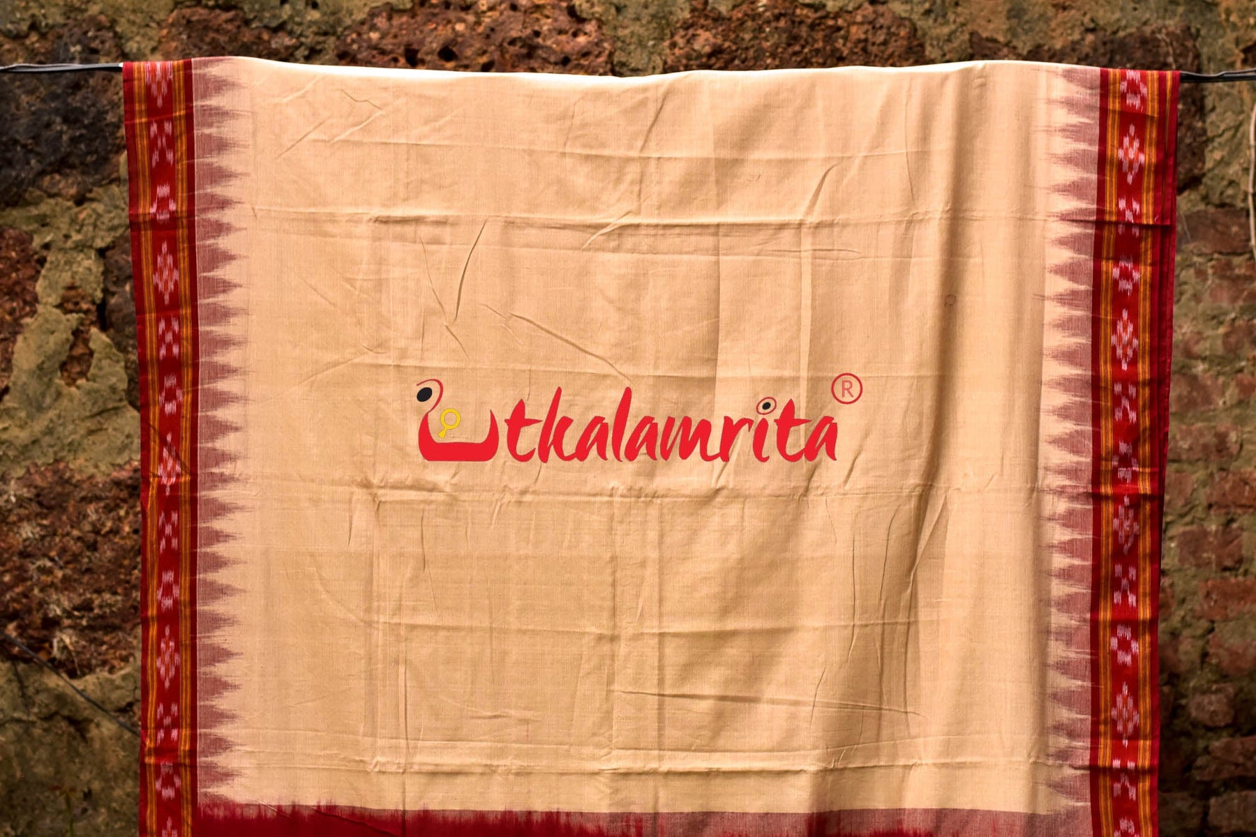 Tussarite Maroon Kumbha Khandua Cotton Saree