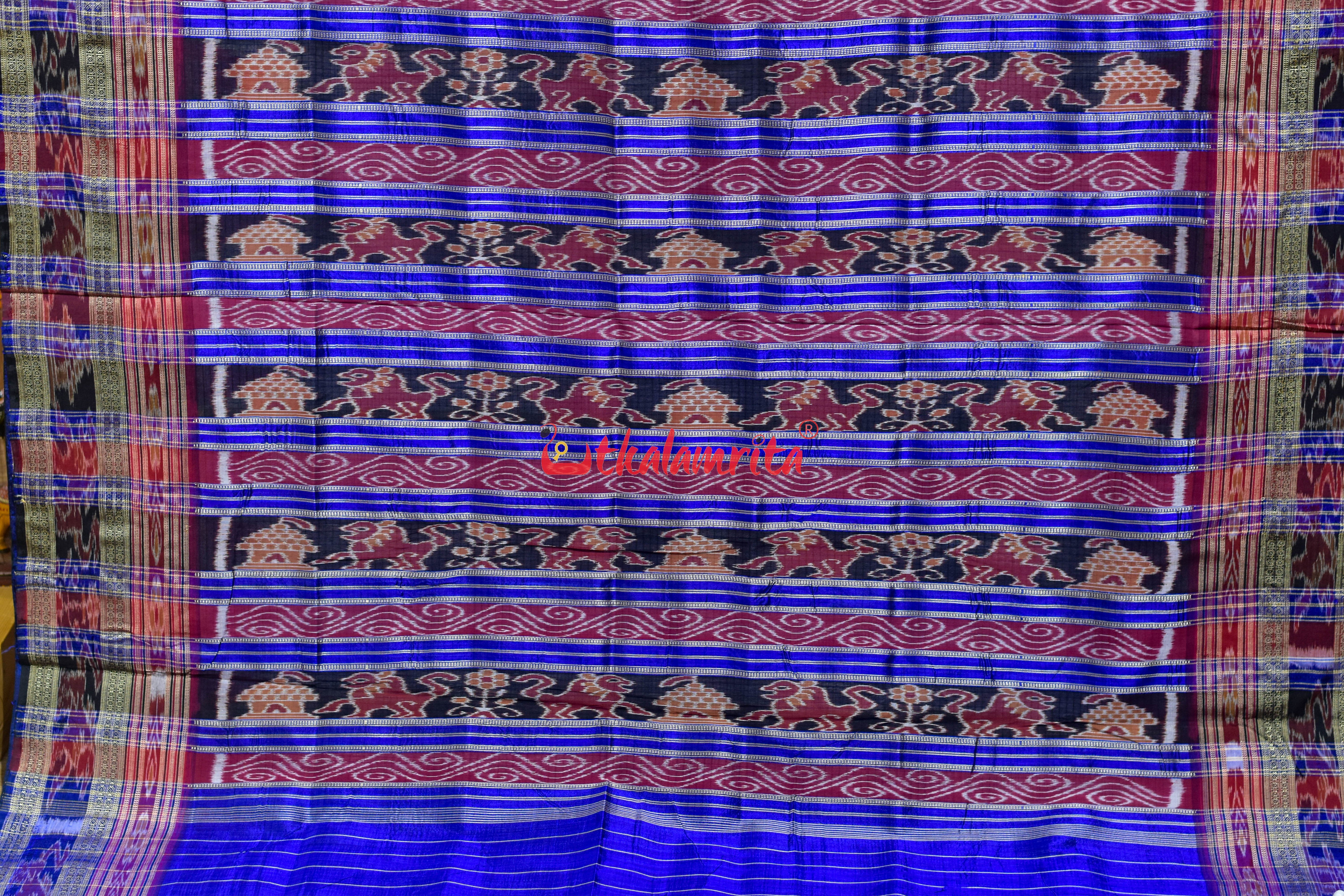 White Blue Sachipar Khandua Silk Saree
