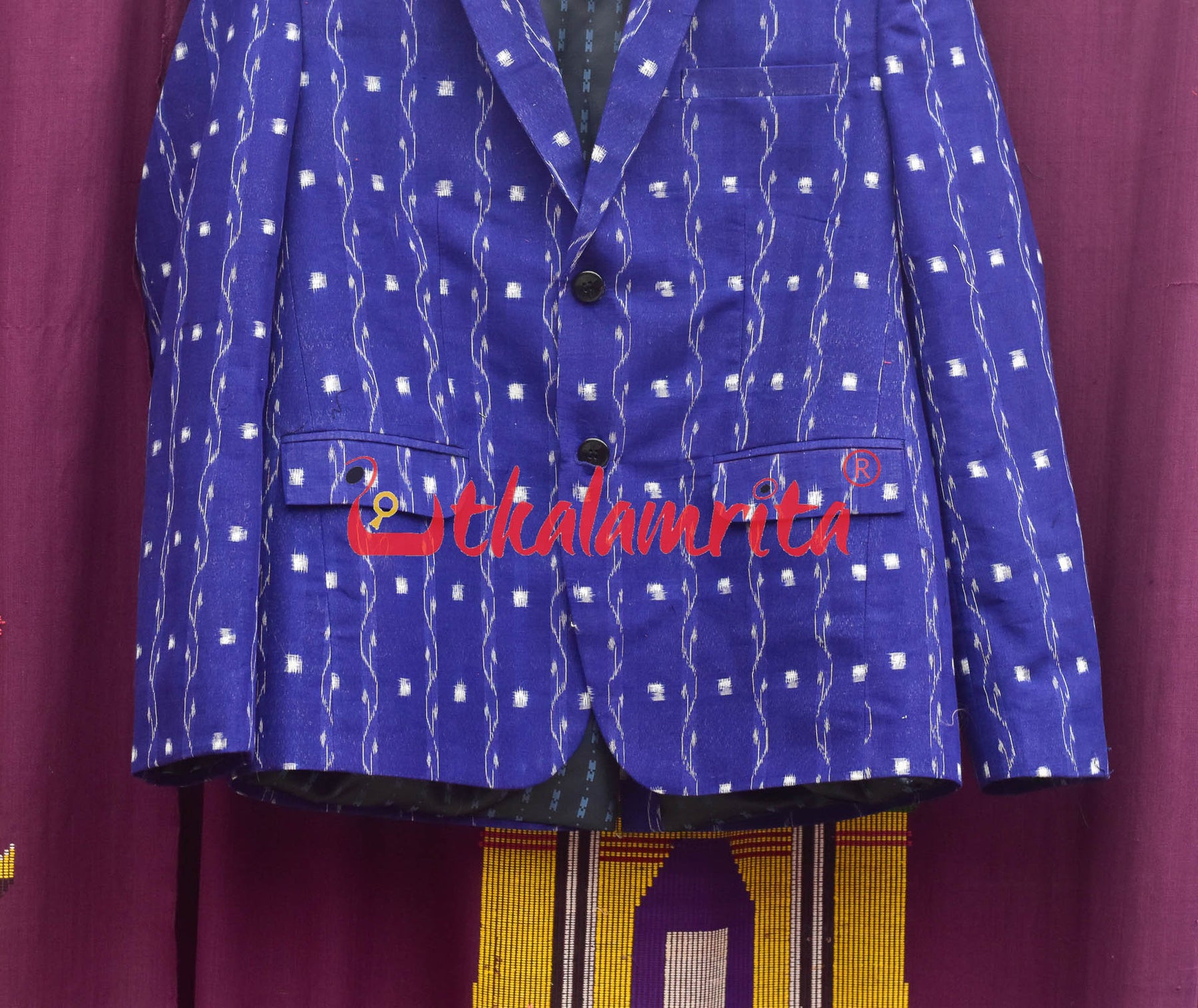 Blue Lahari Sambalpuri Tipa (Mens' Blazer)