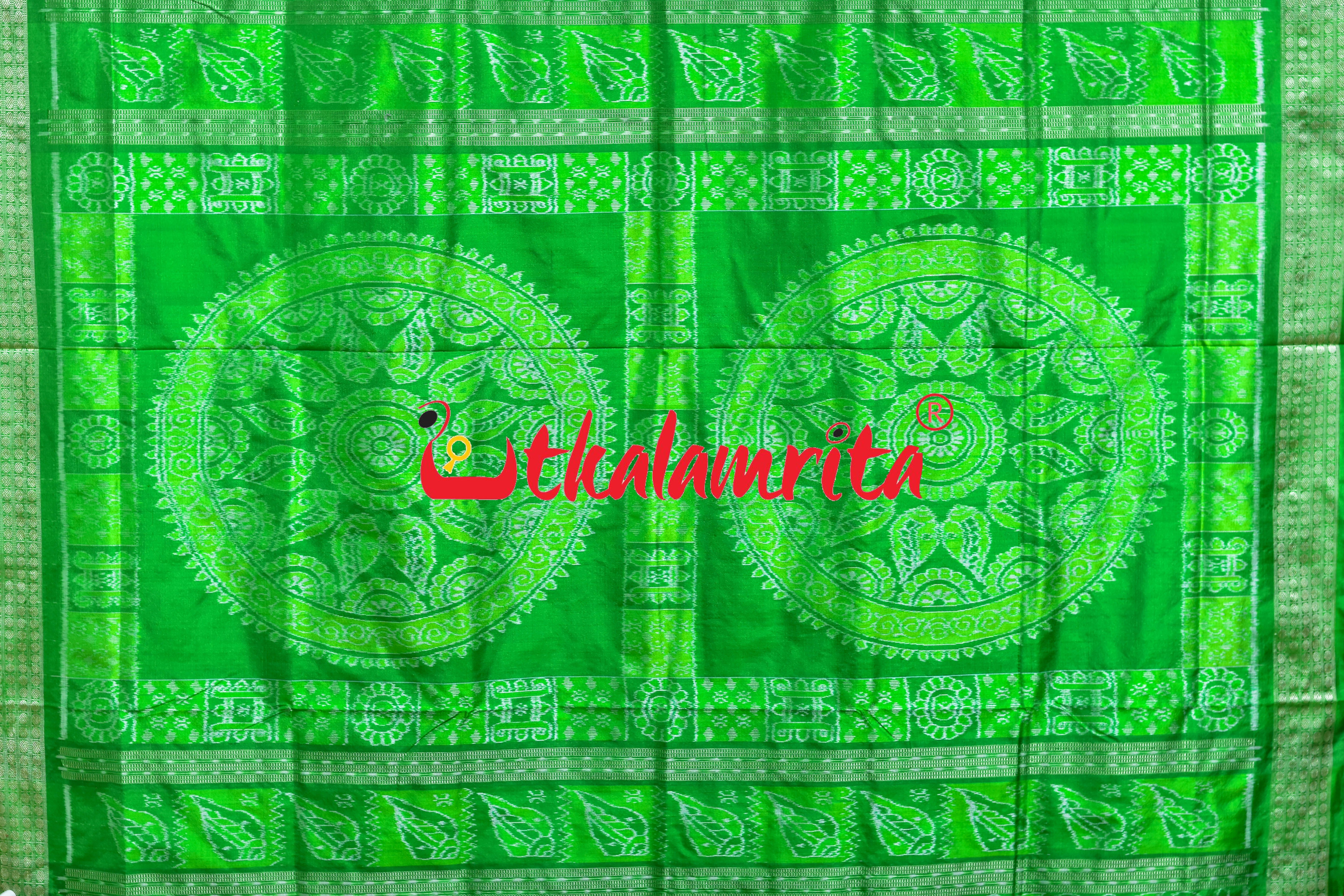 Light Green Lakhmi Pada Sambalpuri Silk Saree