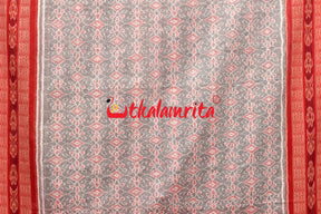 Grey Red Sambalpuri Fish Border (Dupatta)