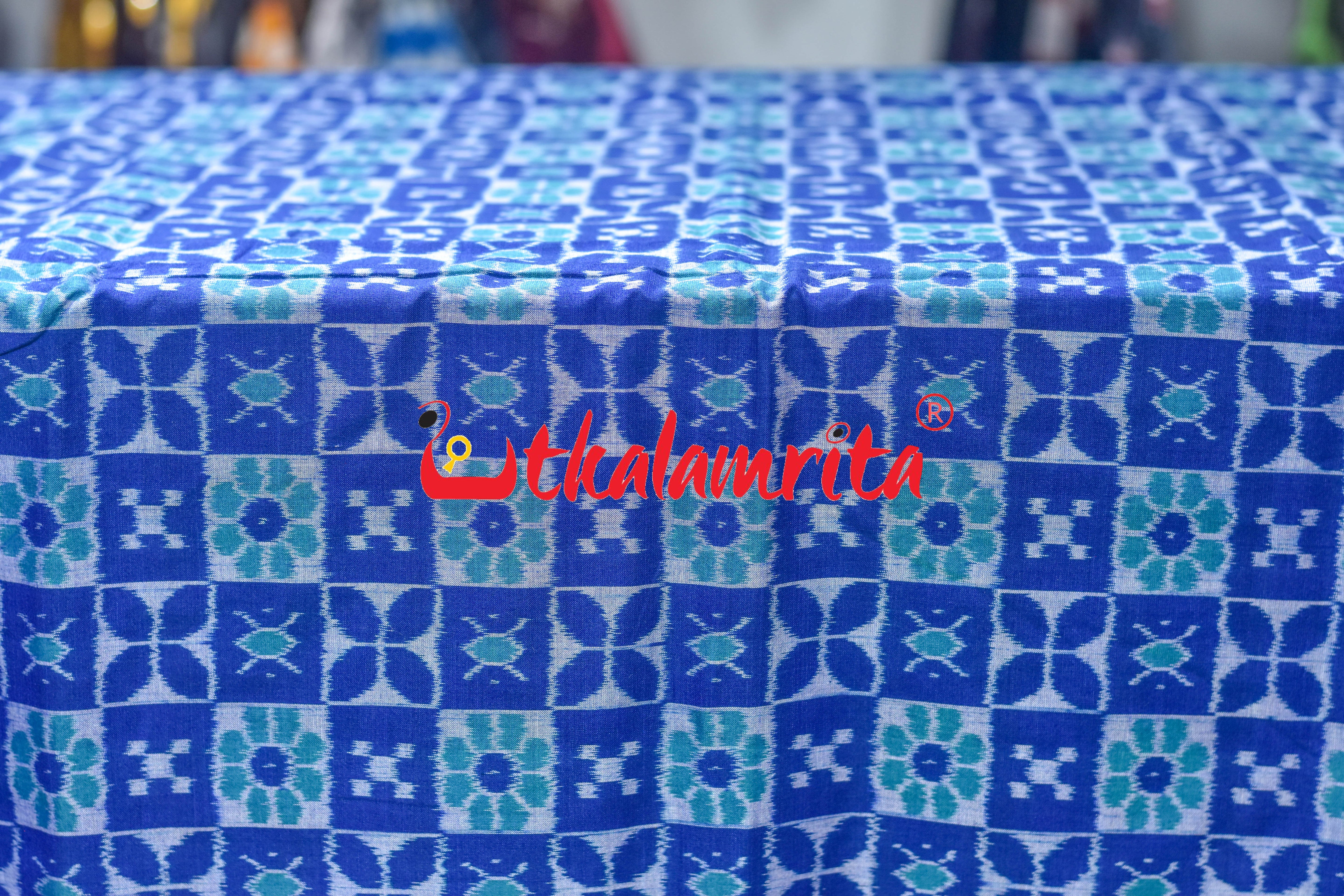 Blue 3D Flower Pasapali Sambalpuri Cotton (Fabric)