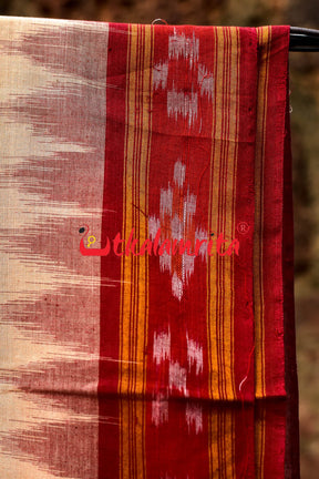 Tussarite Maroon Kumbha Khandua Cotton Saree