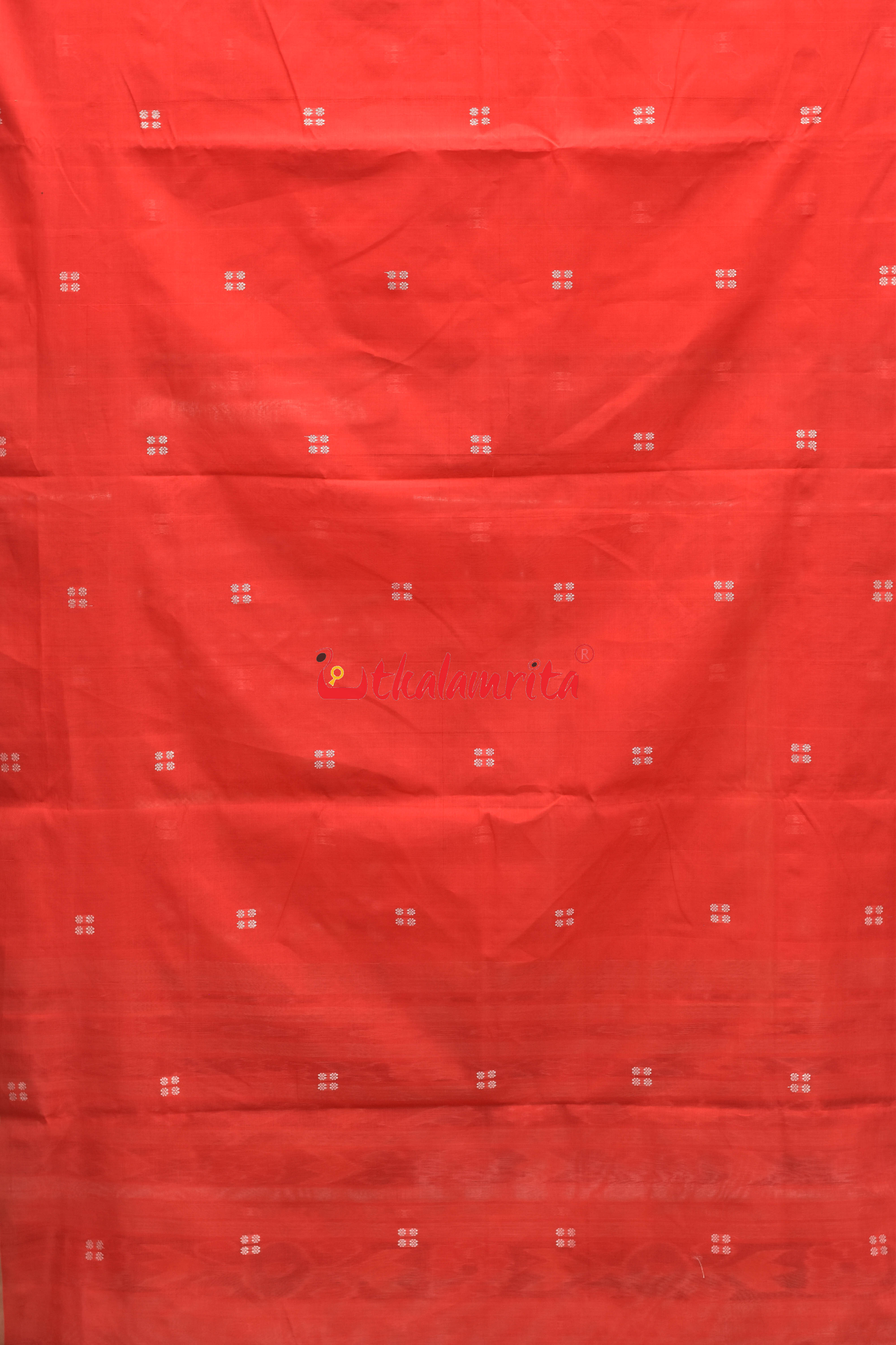 Tomato Red Chandan Pittala Single Cotton Saree