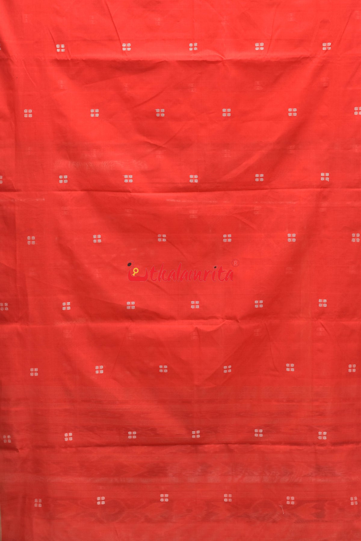 Tomato Red Chandan Pittala Single Cotton Saree