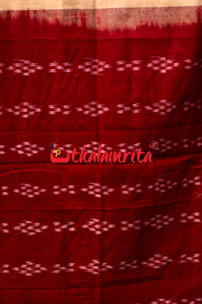 Tussarite Maroon Kumbha Khandua Cotton Saree