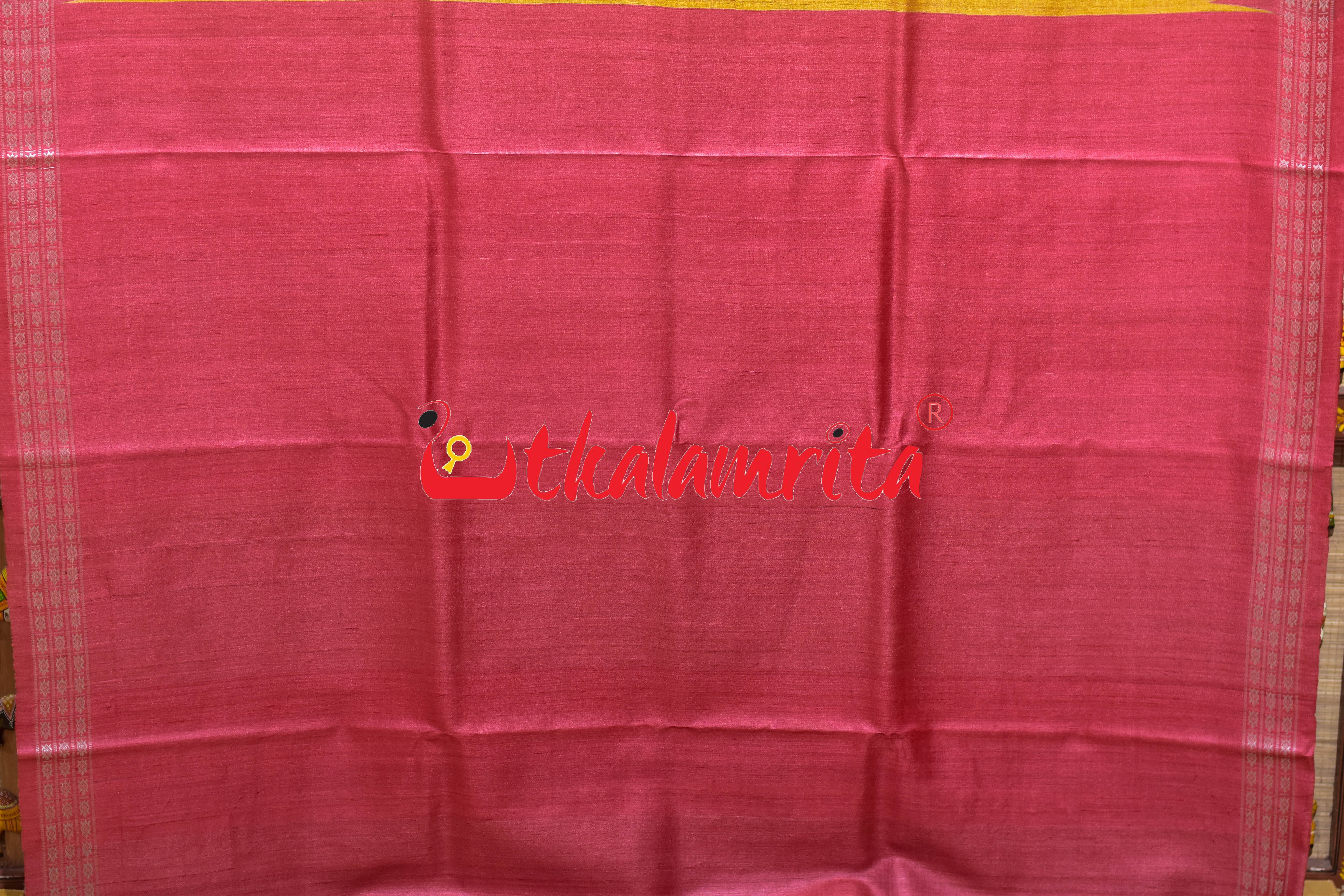 Golden Red Japanese Fan Gopalpur Tussar Saree