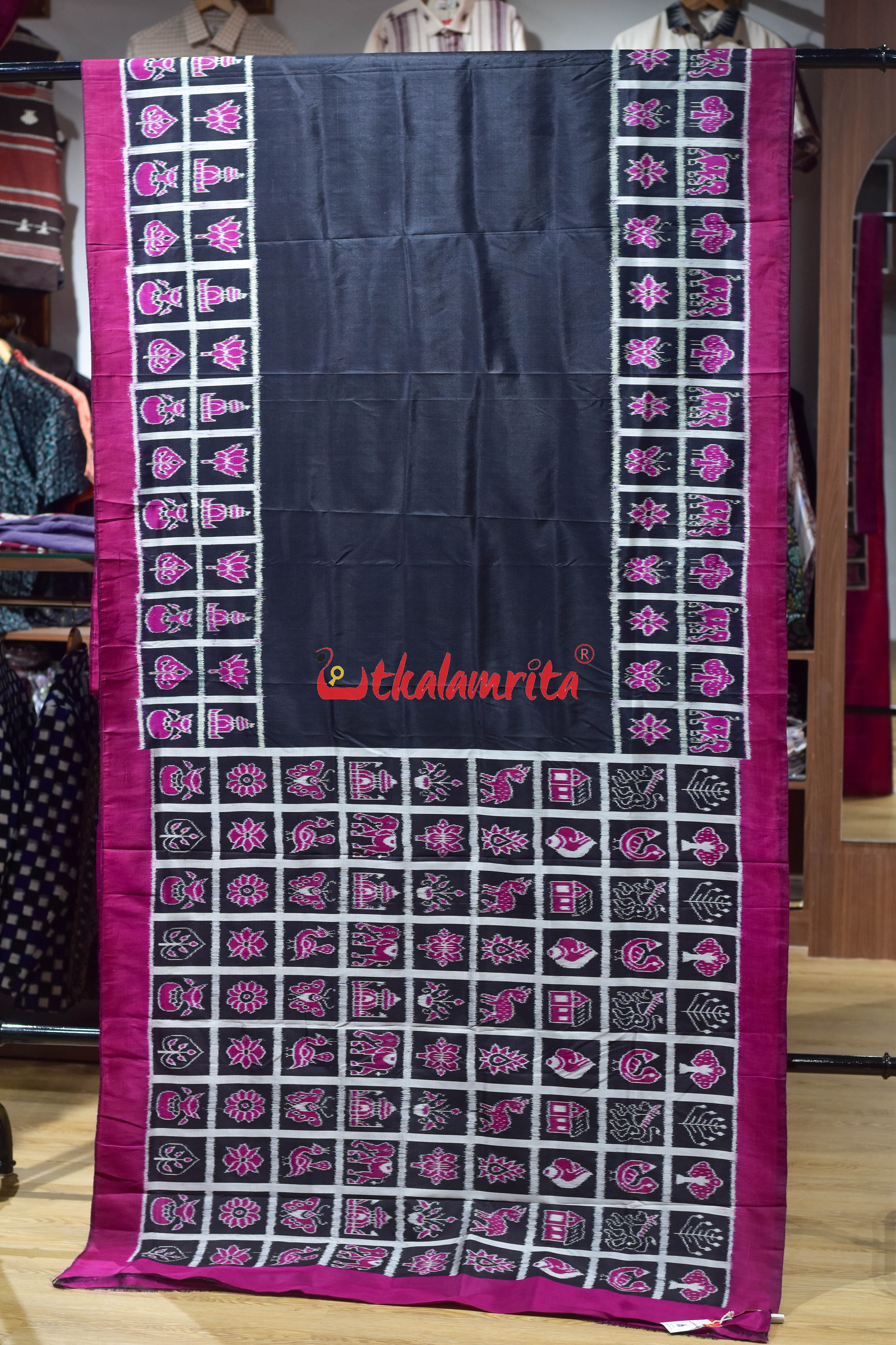 Black Nabakothi Border Khandua Silk Saree