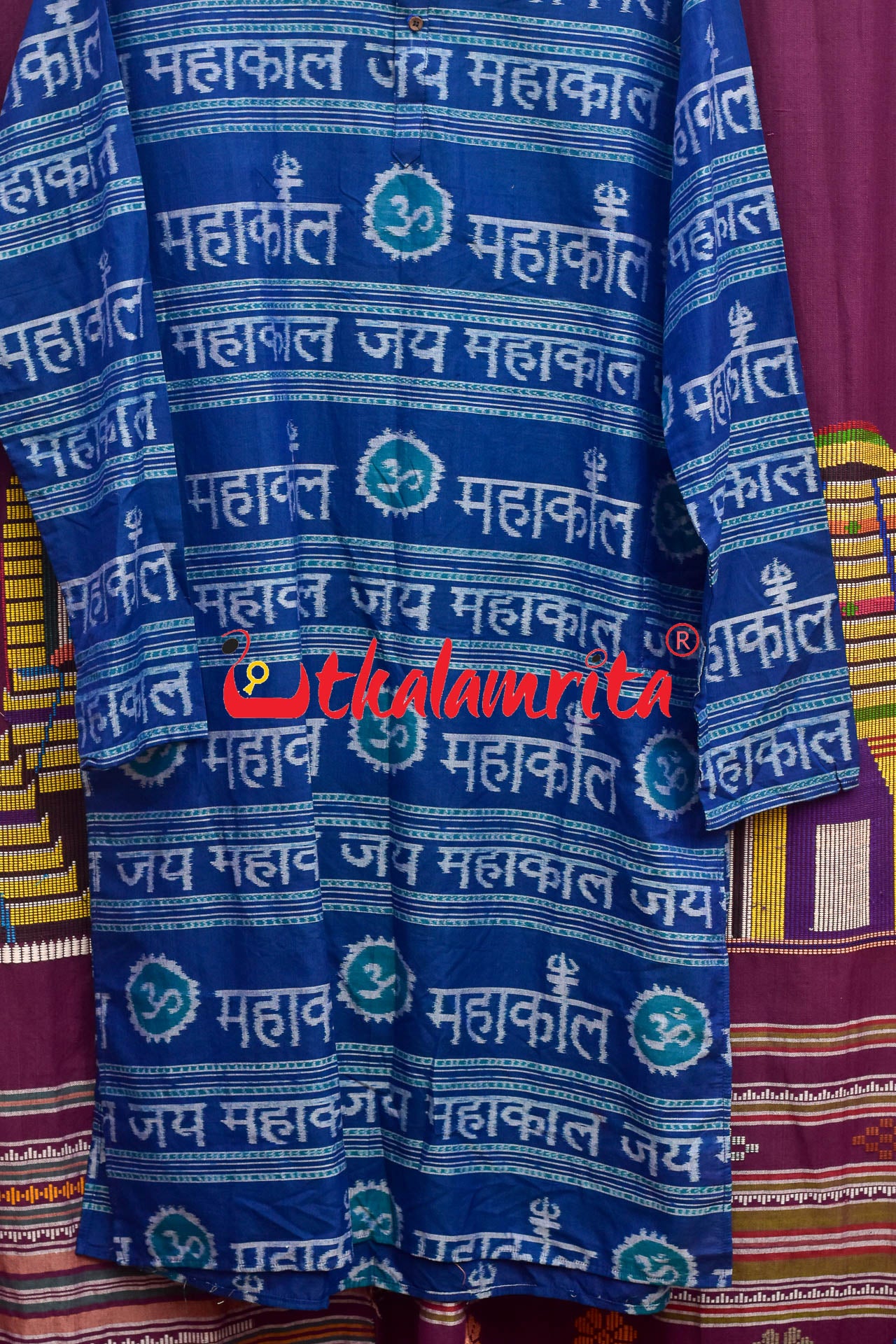 Jay Mahakal On Blue (Mens Full Kurta)