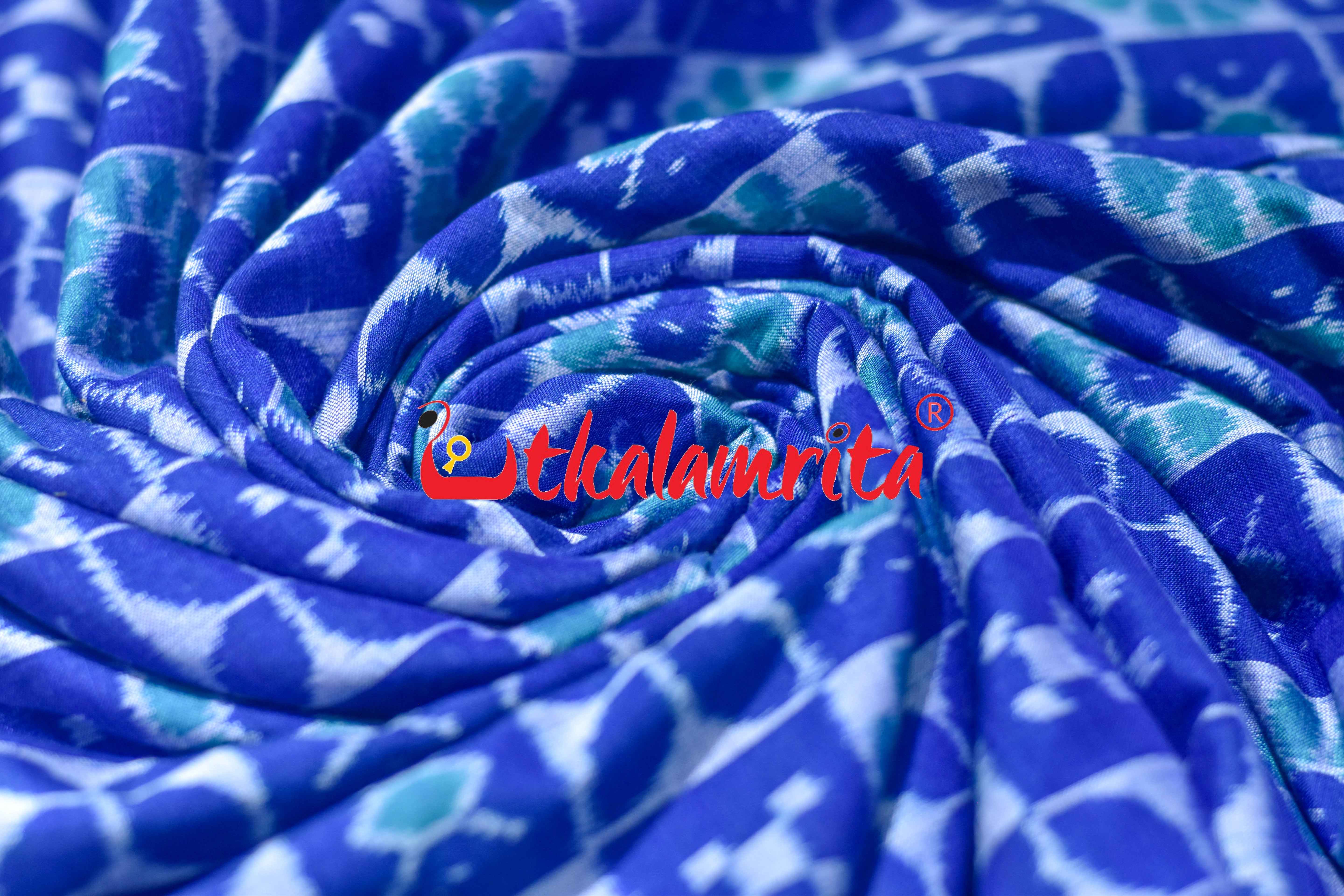Blue 3D Flower Pasapali Sambalpuri Cotton (Fabric)