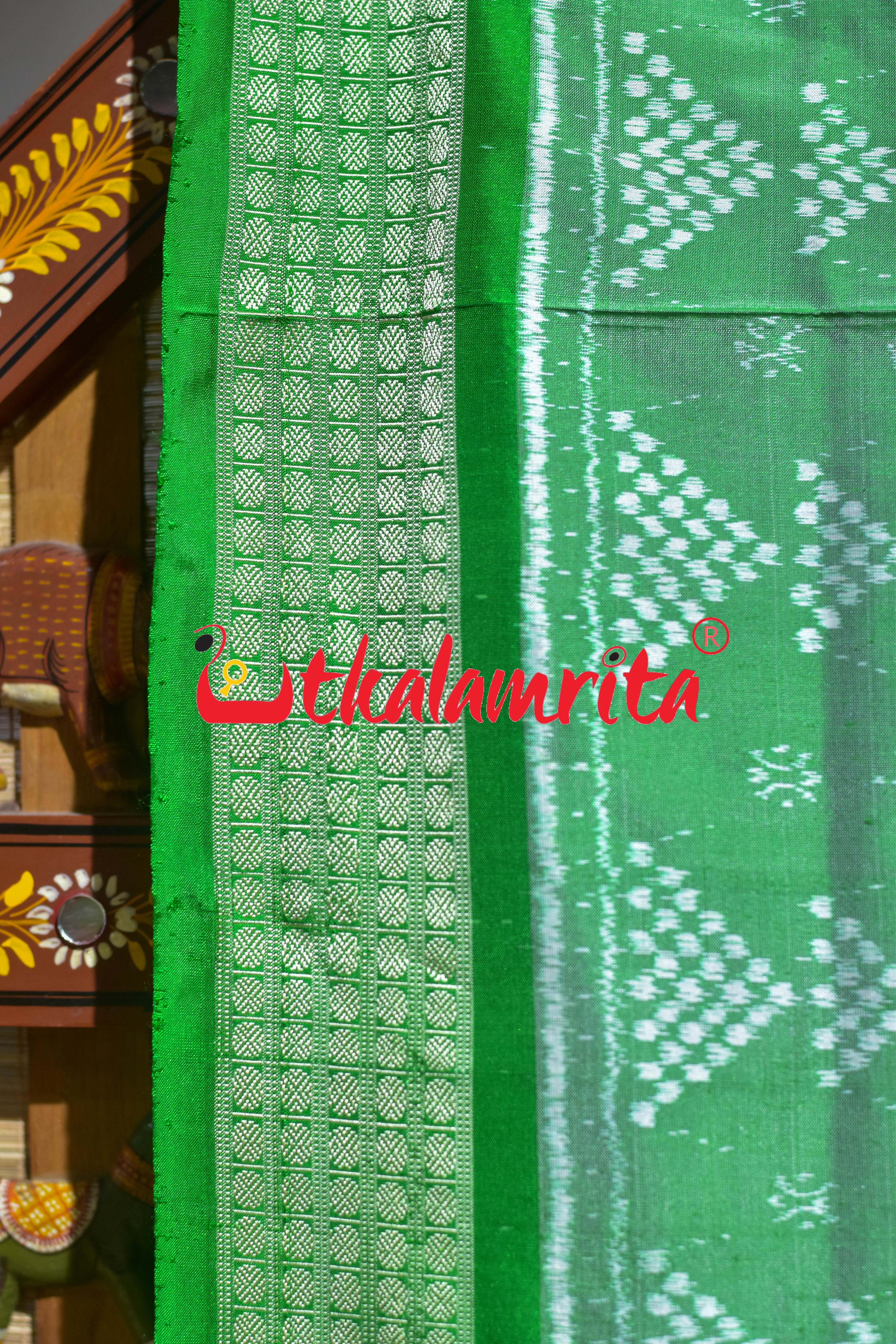 Light Green Lakhmi Pada Sambalpuri Silk Saree