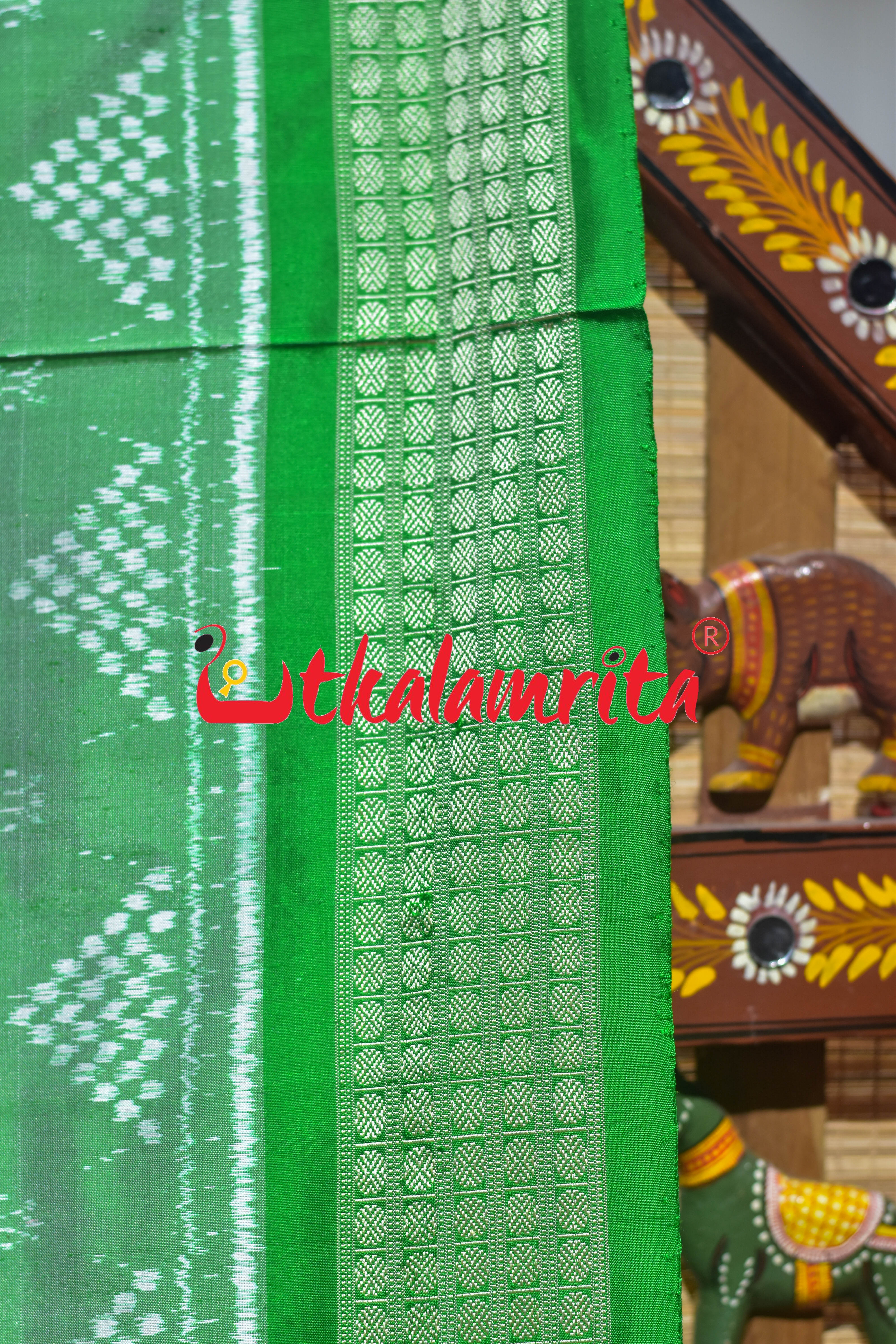 Light Green Lakhmi Pada Sambalpuri Silk Saree