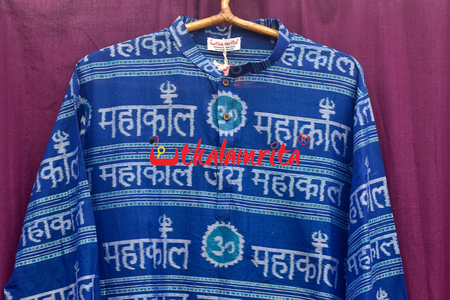 Jay Mahakal On Blue (Mens Full Kurta)