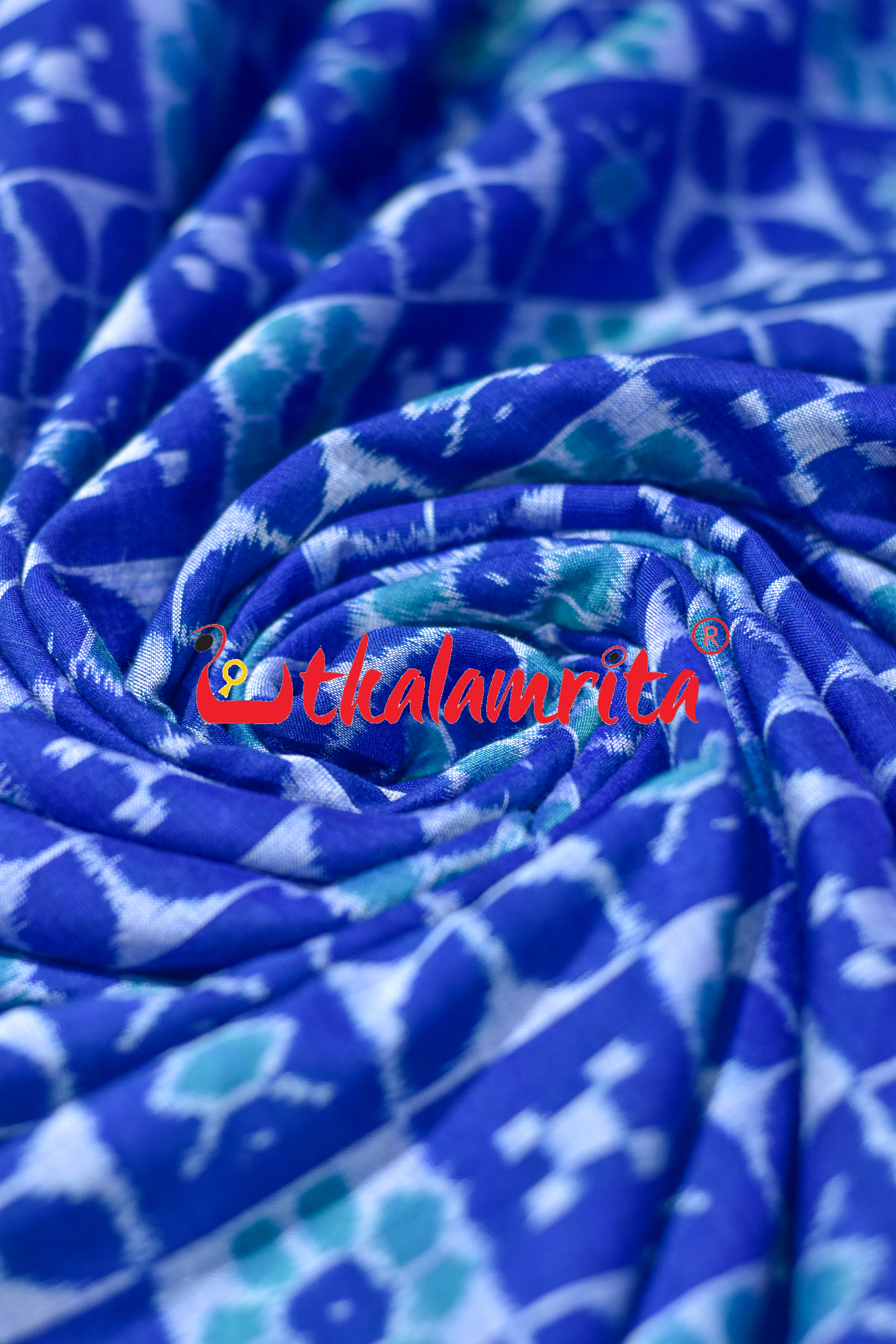 Blue 3D Flower Pasapali Sambalpuri Cotton (Fabric)