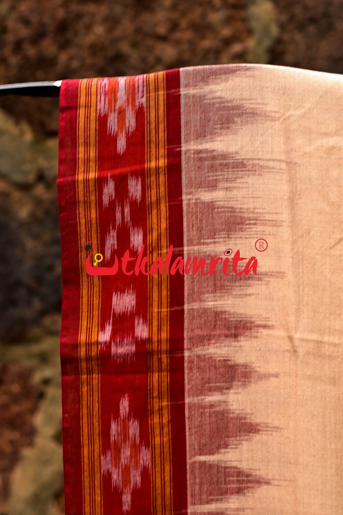 Tussarite Maroon Kumbha Khandua Cotton Saree