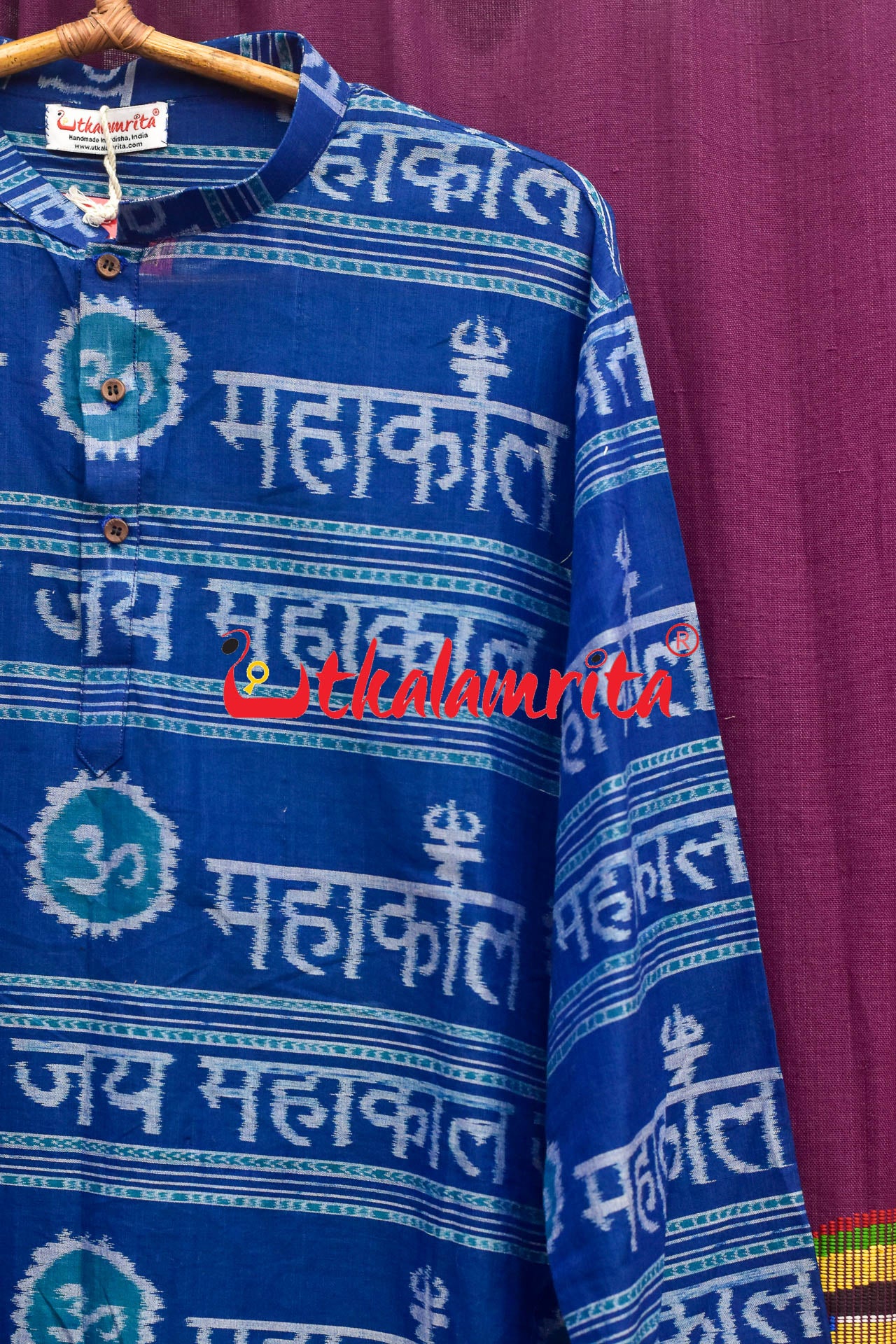 Jay Mahakal On Blue (Mens Full Kurta)