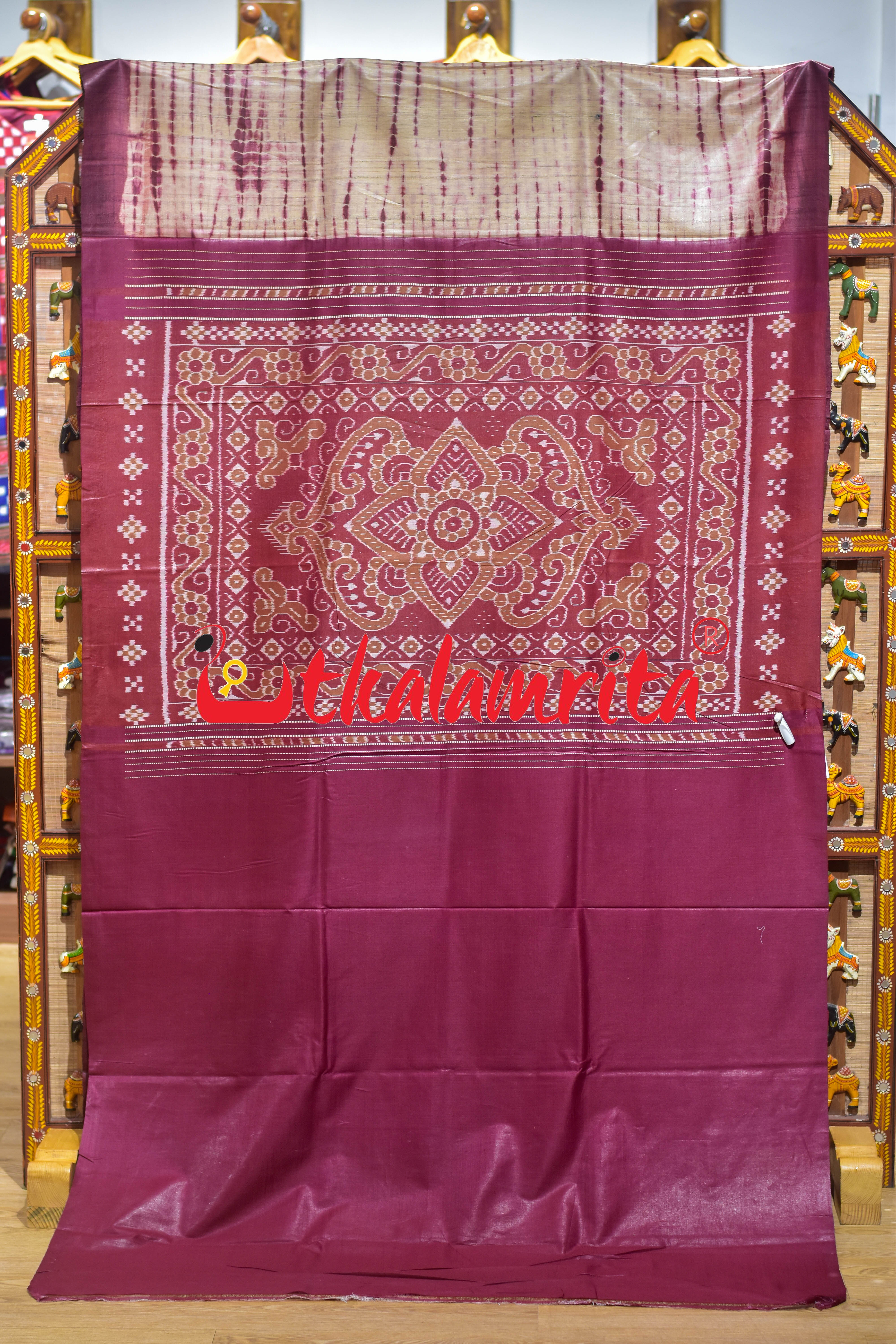 Coffee Shibori Gopalpur Tussar Silk Saree