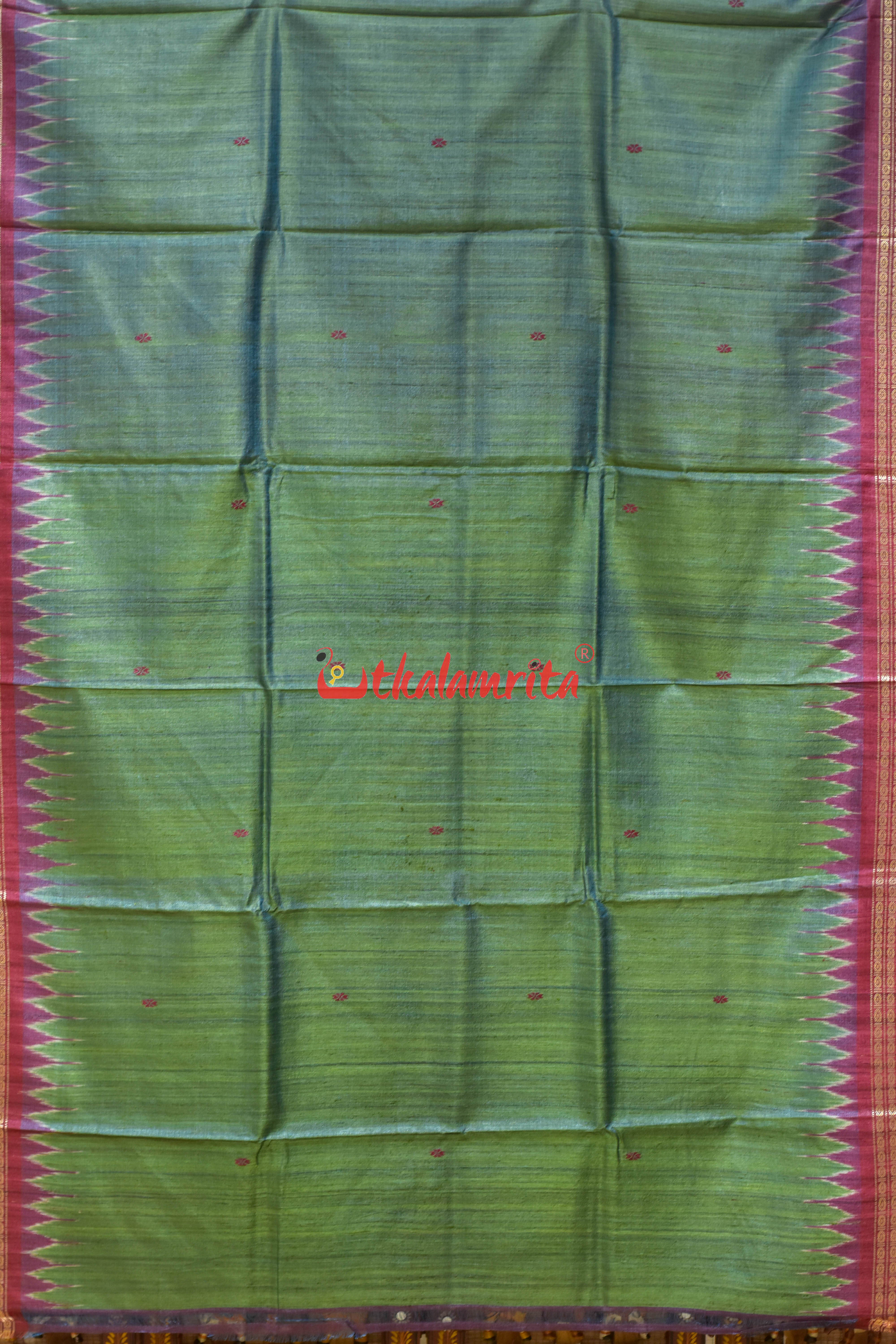 Olive Maroon Traditional Design Gopalpur Tussar Silk Saree