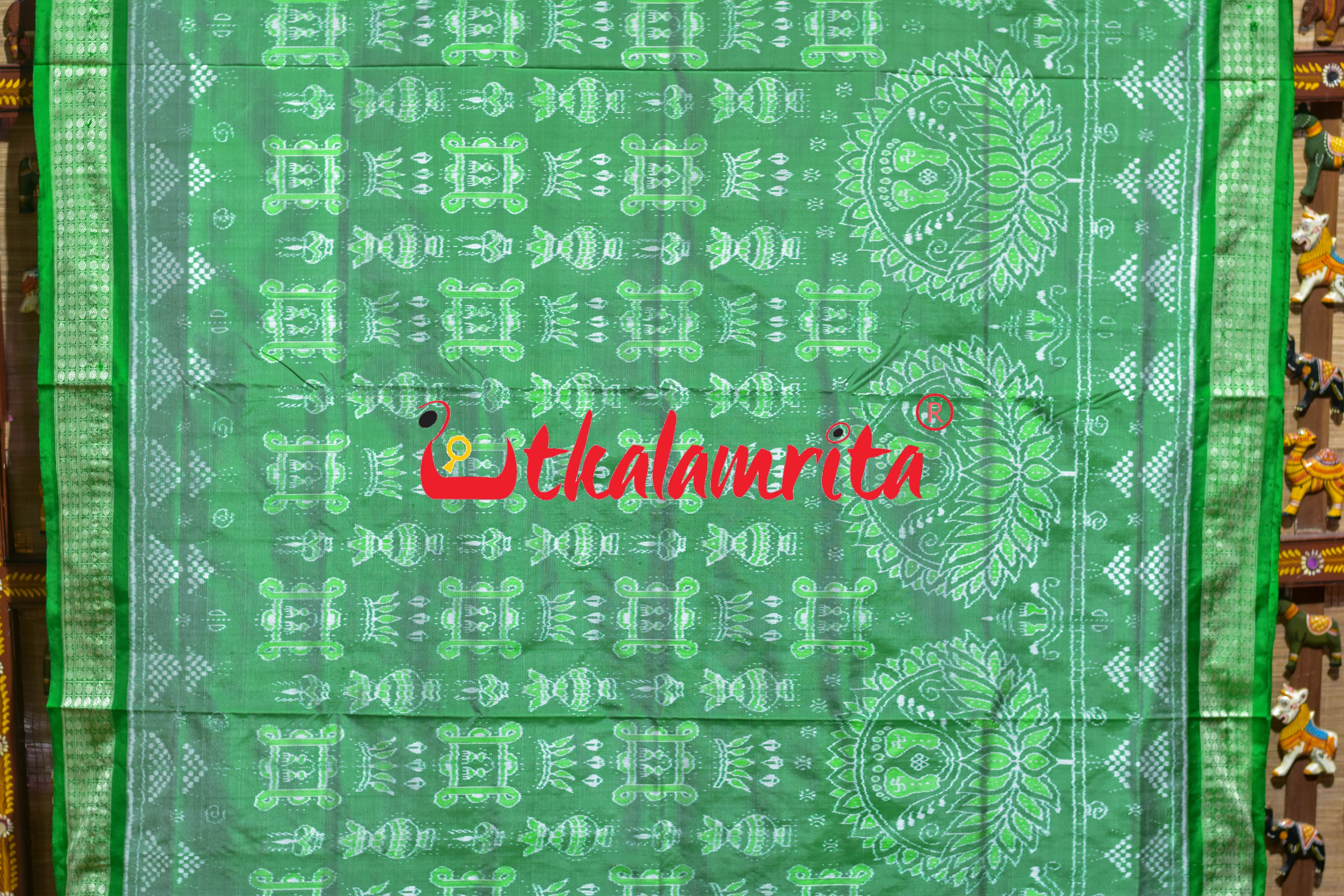 Light Green Lakhmi Pada Sambalpuri Silk Saree