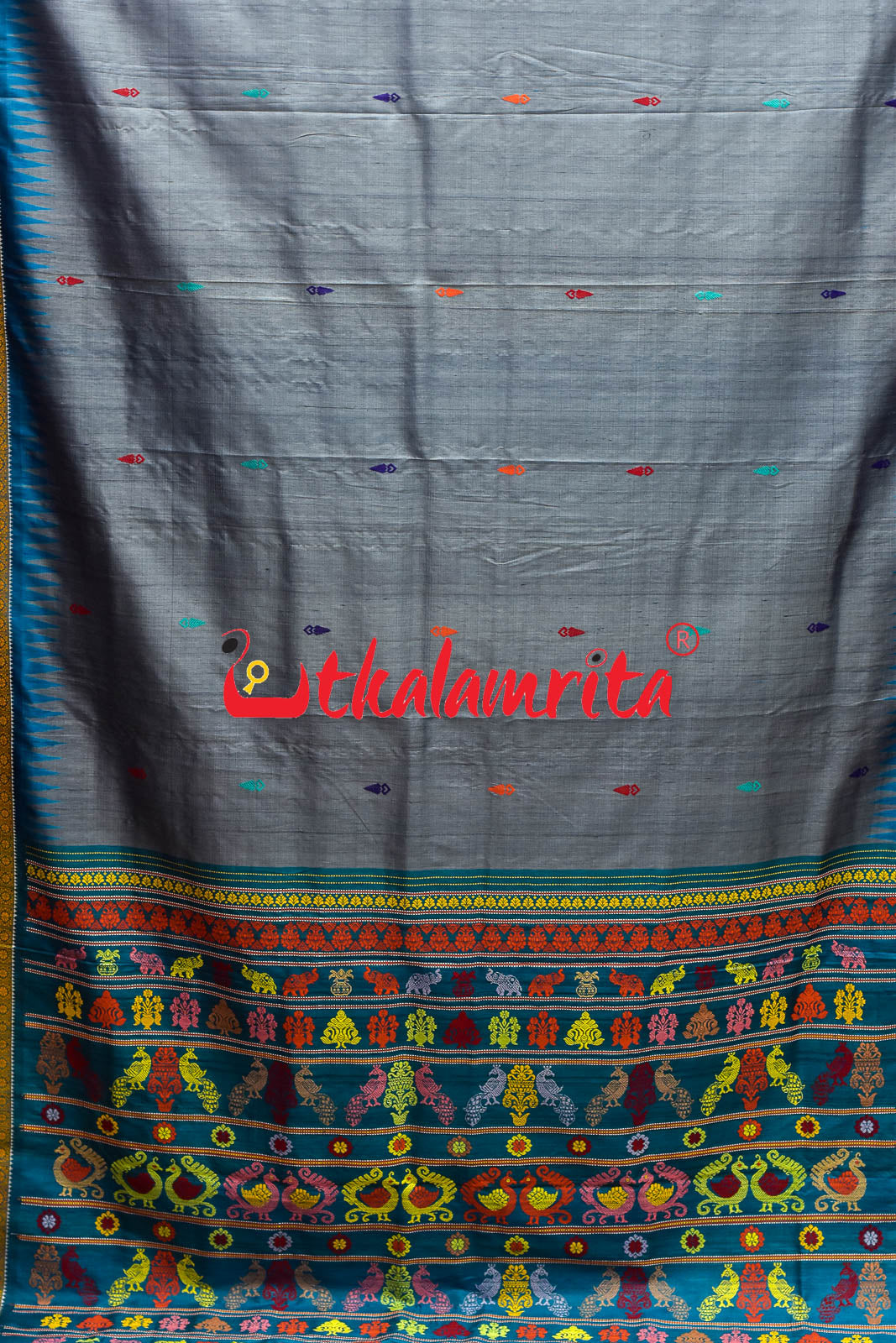 Stone Blue Mayura Gopalpur Tussar Saree