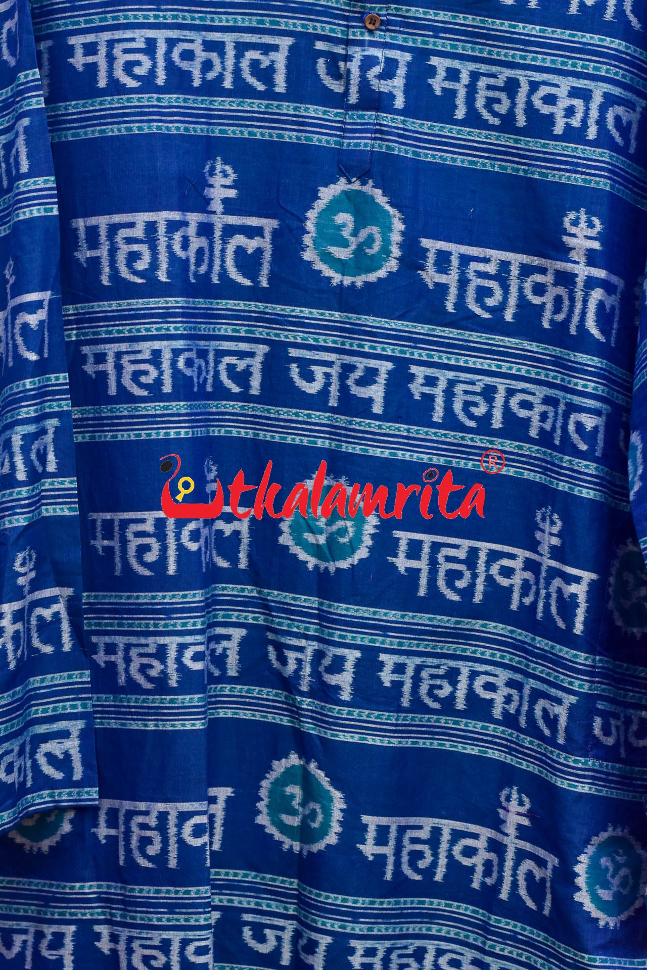 Jay Mahakal On Blue (Mens Full Kurta)