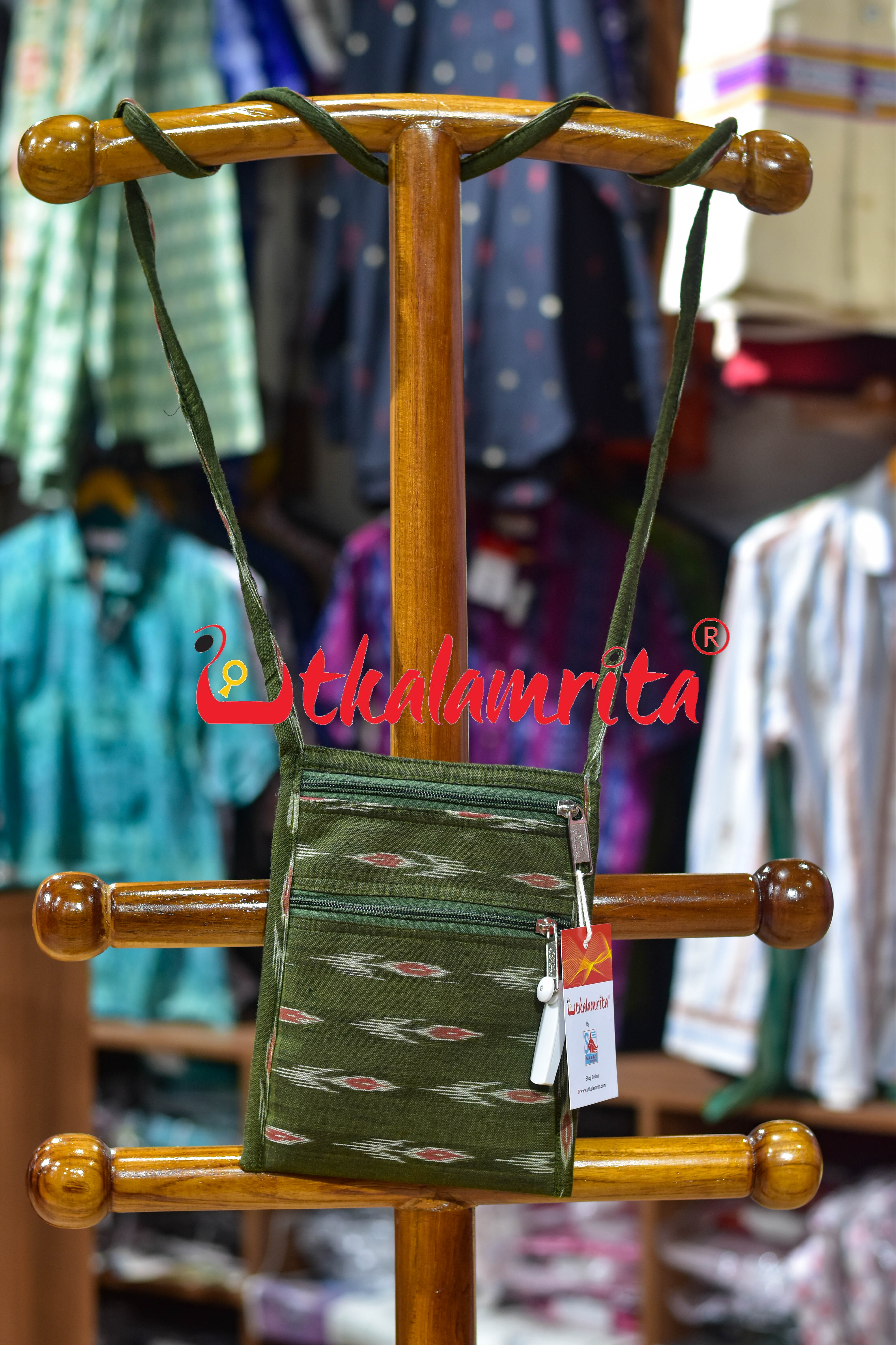 Olive Green Labanga Bandha Mobile Sling Bag