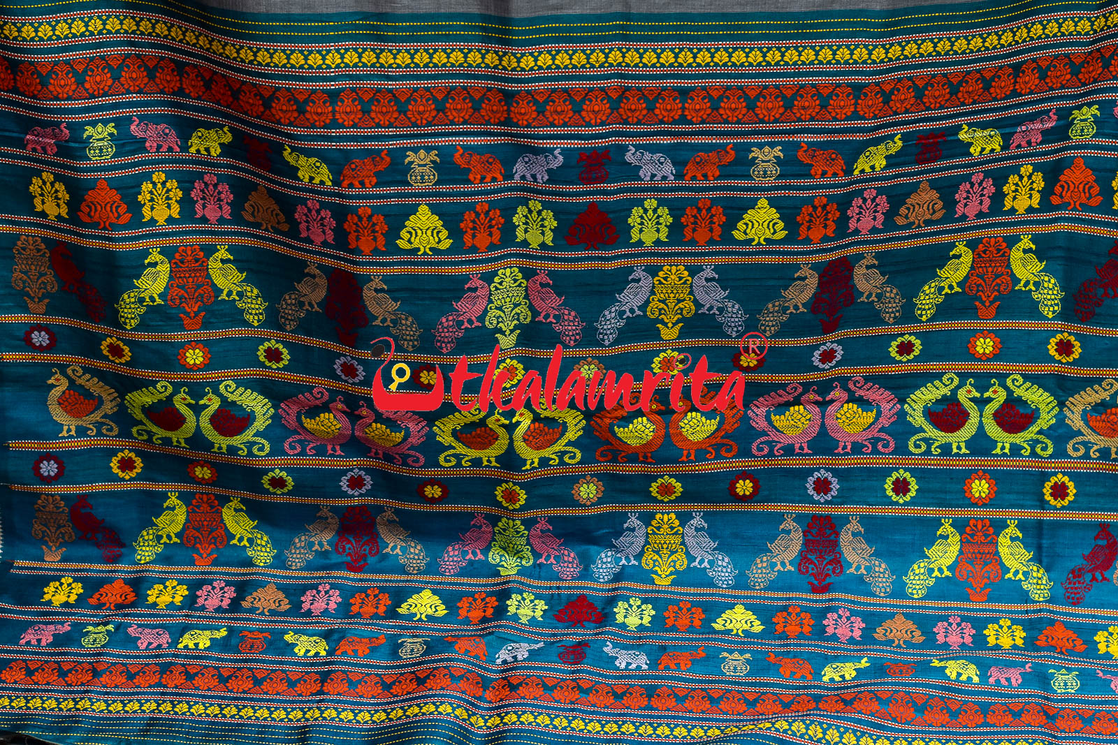 Stone Blue Mayura Gopalpur Tussar Saree