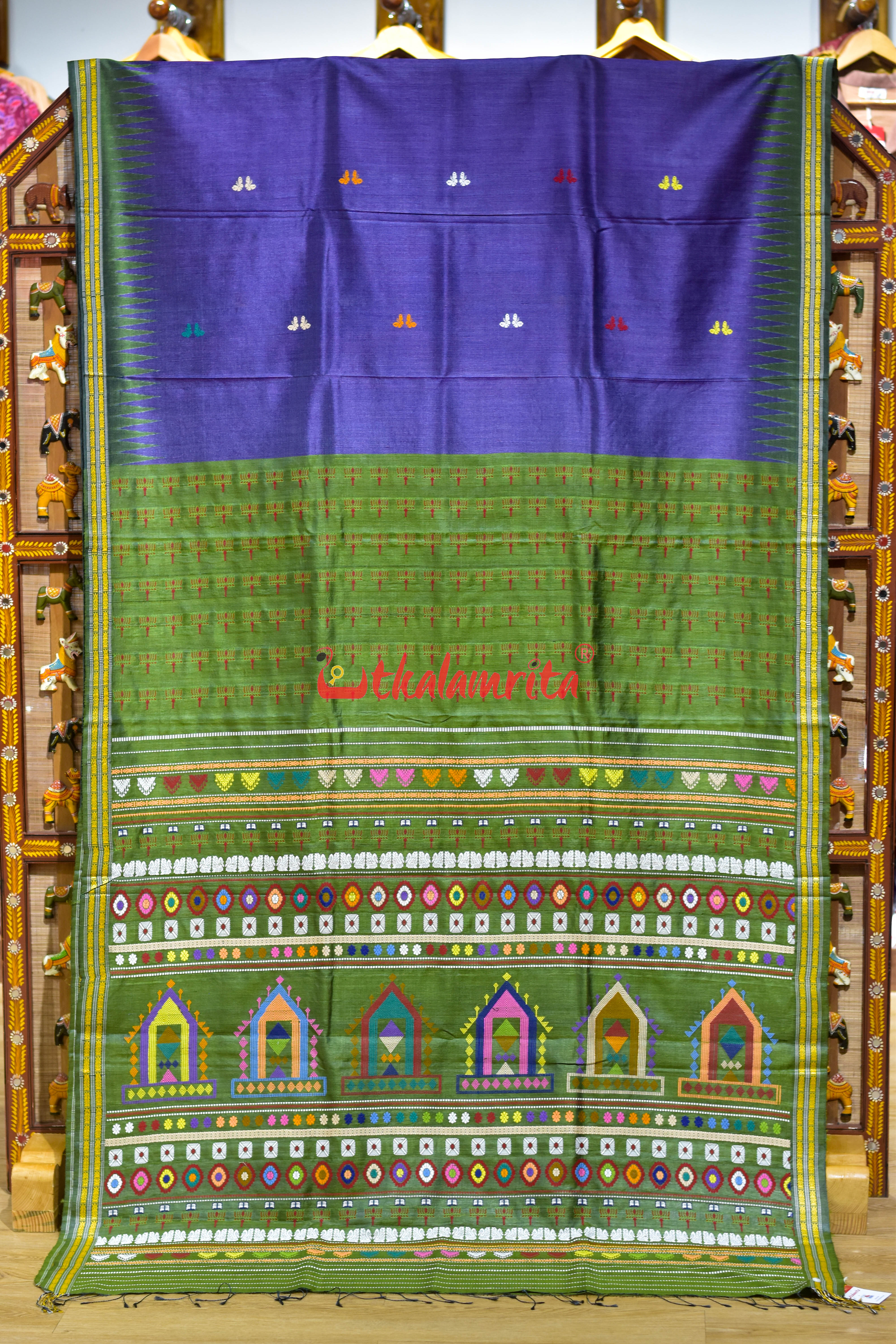 Multi Butterfly on Violet Dolabedi Gopalpur Tussar Silk Saree