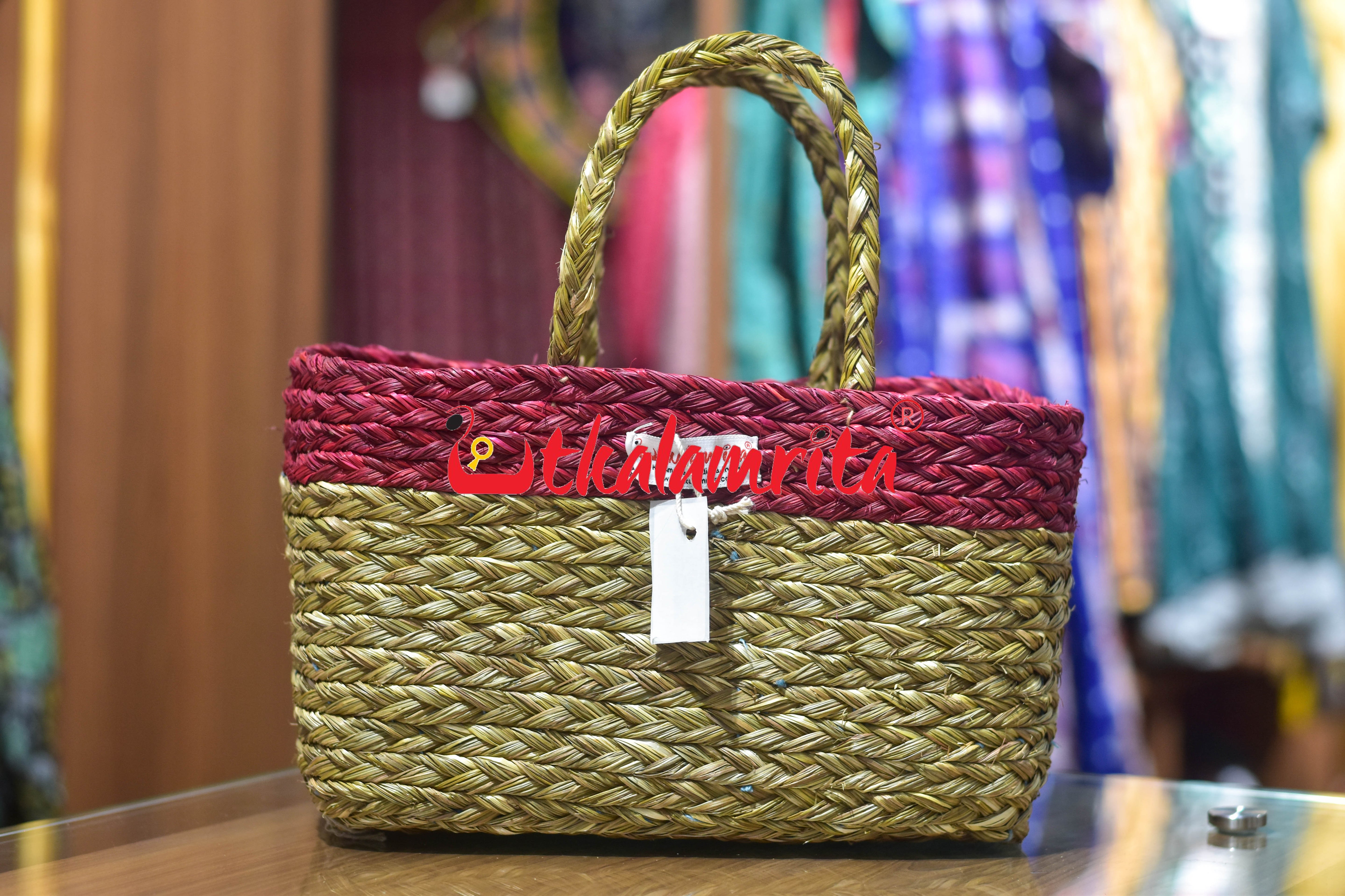 Medium Sabai Grass Teal Hamper Bag
