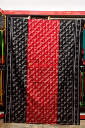 Red Black Scot Pasapali Tribal Anchal Khandua Cotton Saree