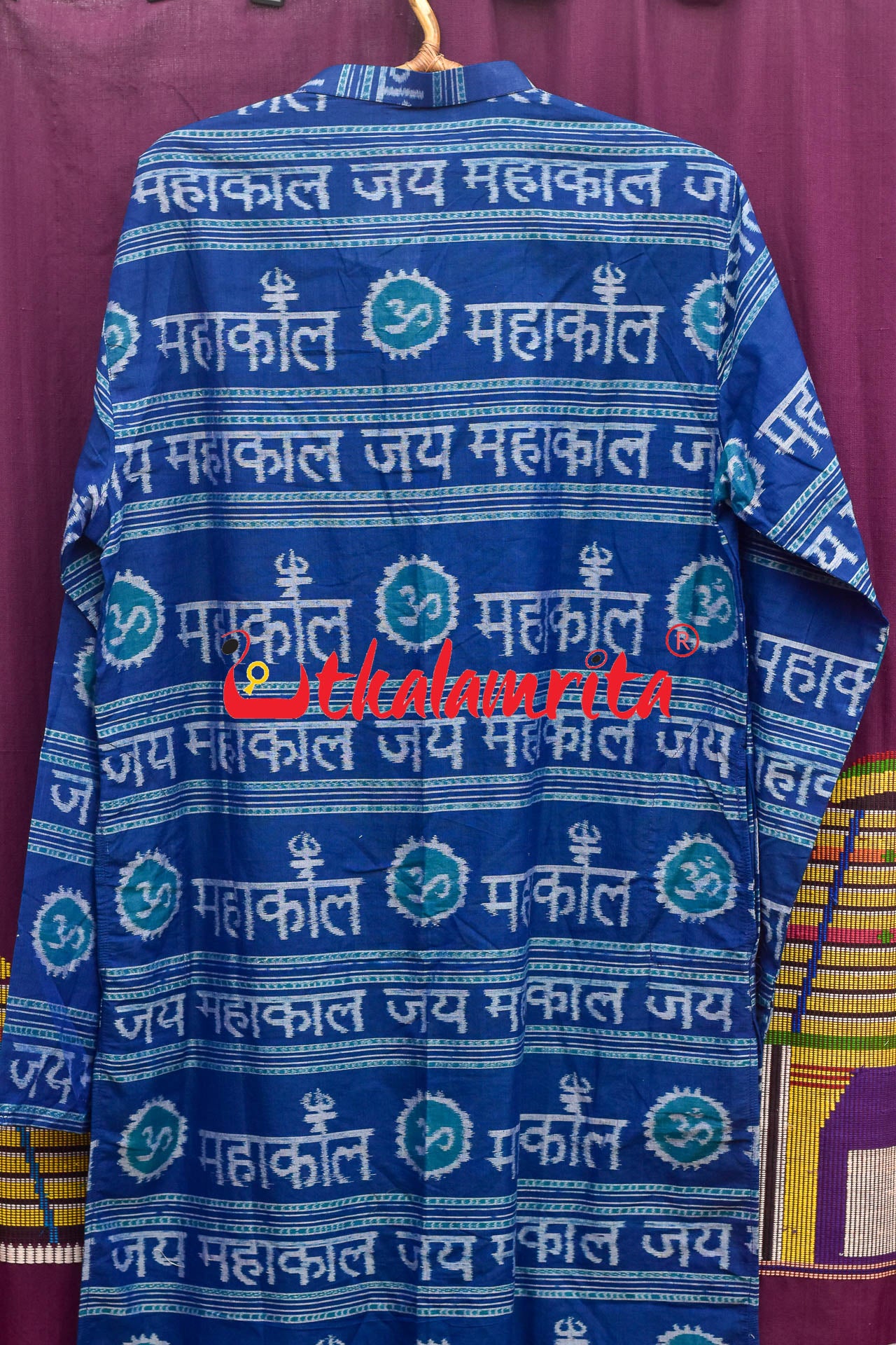 Jay Mahakal On Blue (Mens Full Kurta)