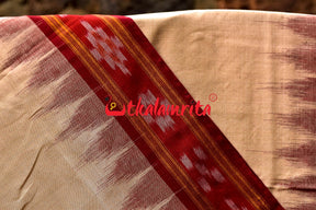 Tussarite Maroon Kumbha Khandua Cotton Saree