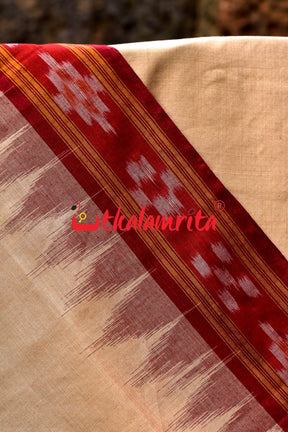 Tussarite Maroon Kumbha Khandua Cotton Saree