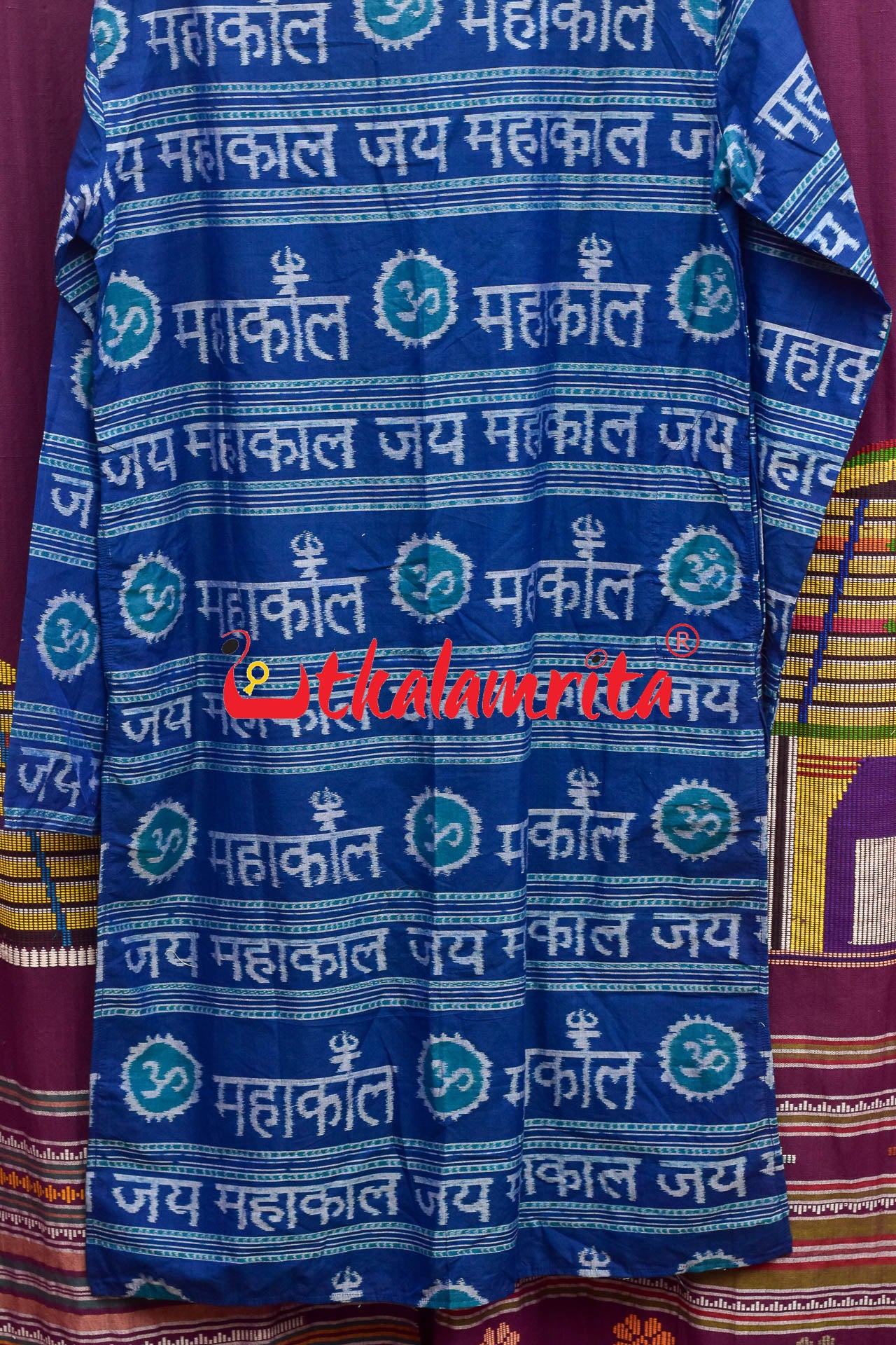 Jay Mahakal On Blue (Mens Full Kurta)