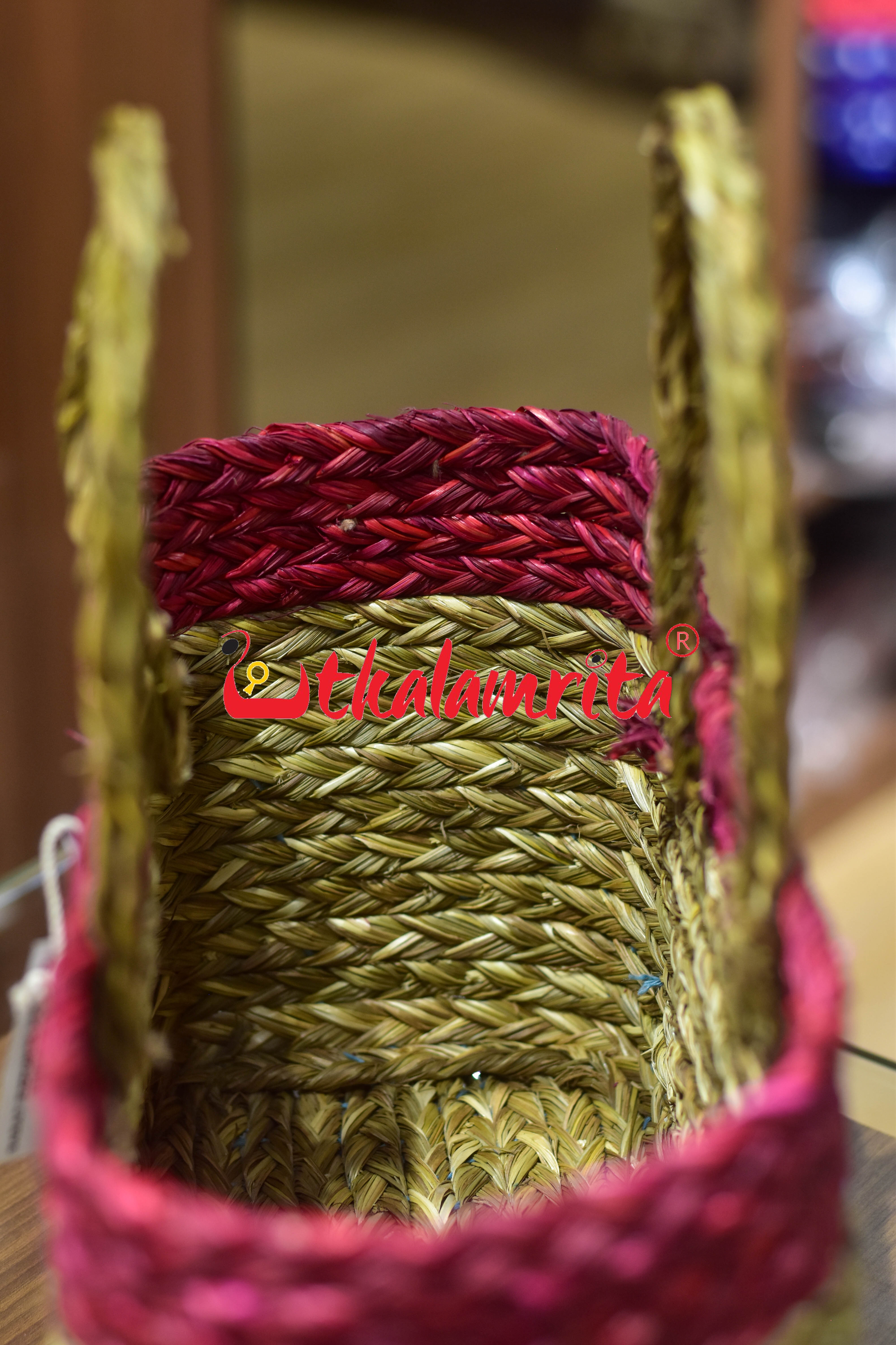 Medium Sabai Grass Teal Hamper Bag