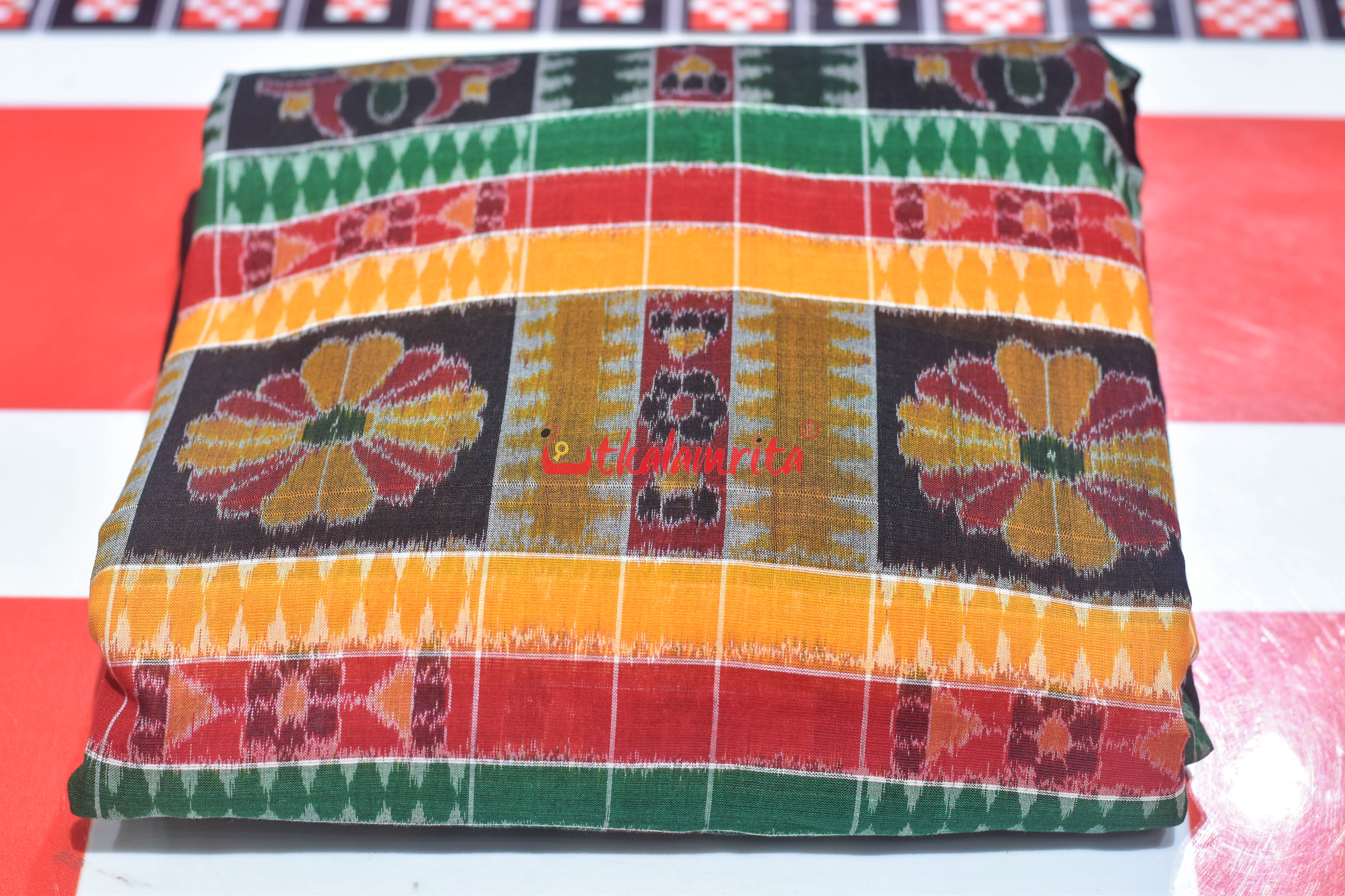 Green Red Flower Utkala Lakhmi Cotton (Fabric)