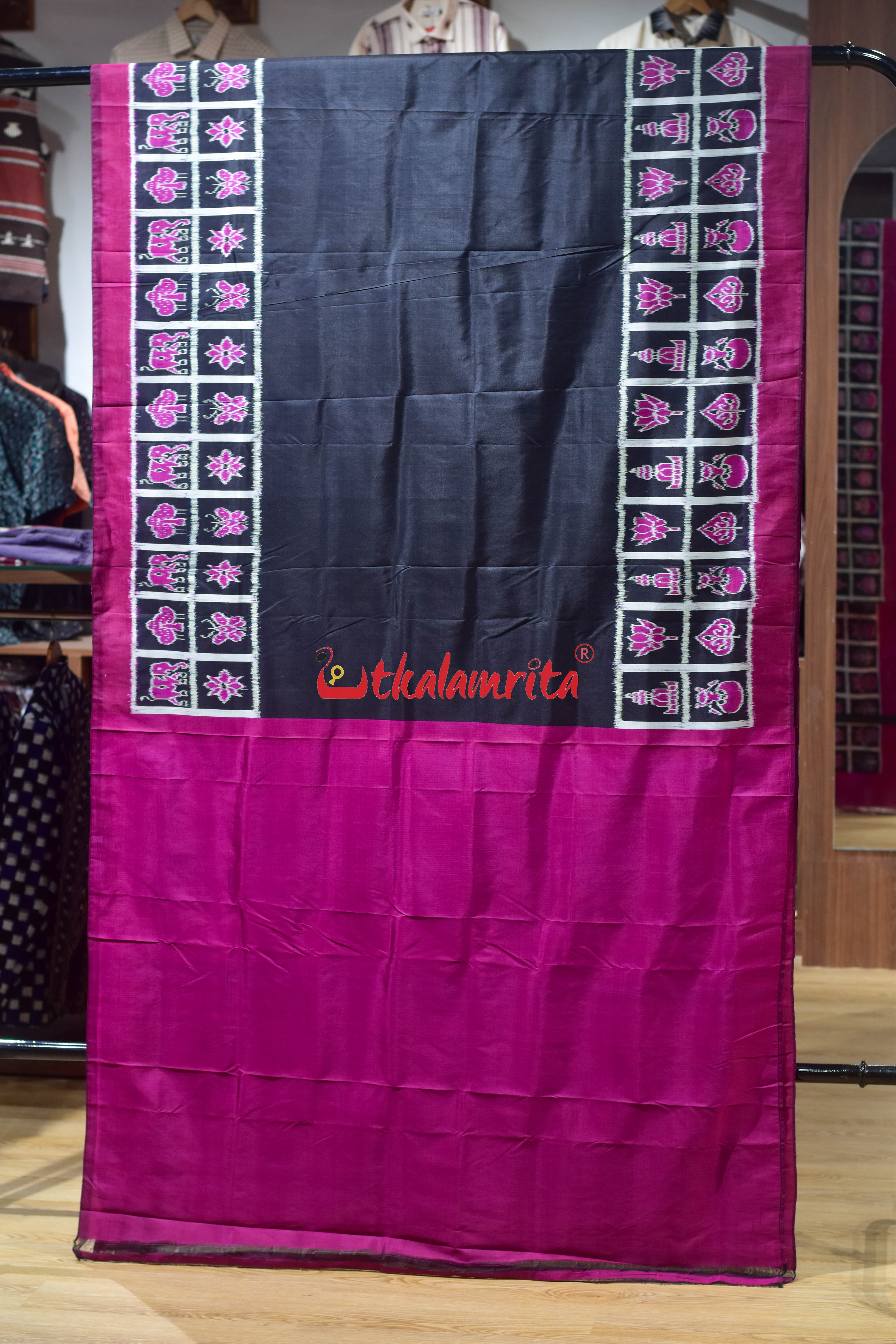 Black Nabakothi Border Khandua Silk Saree