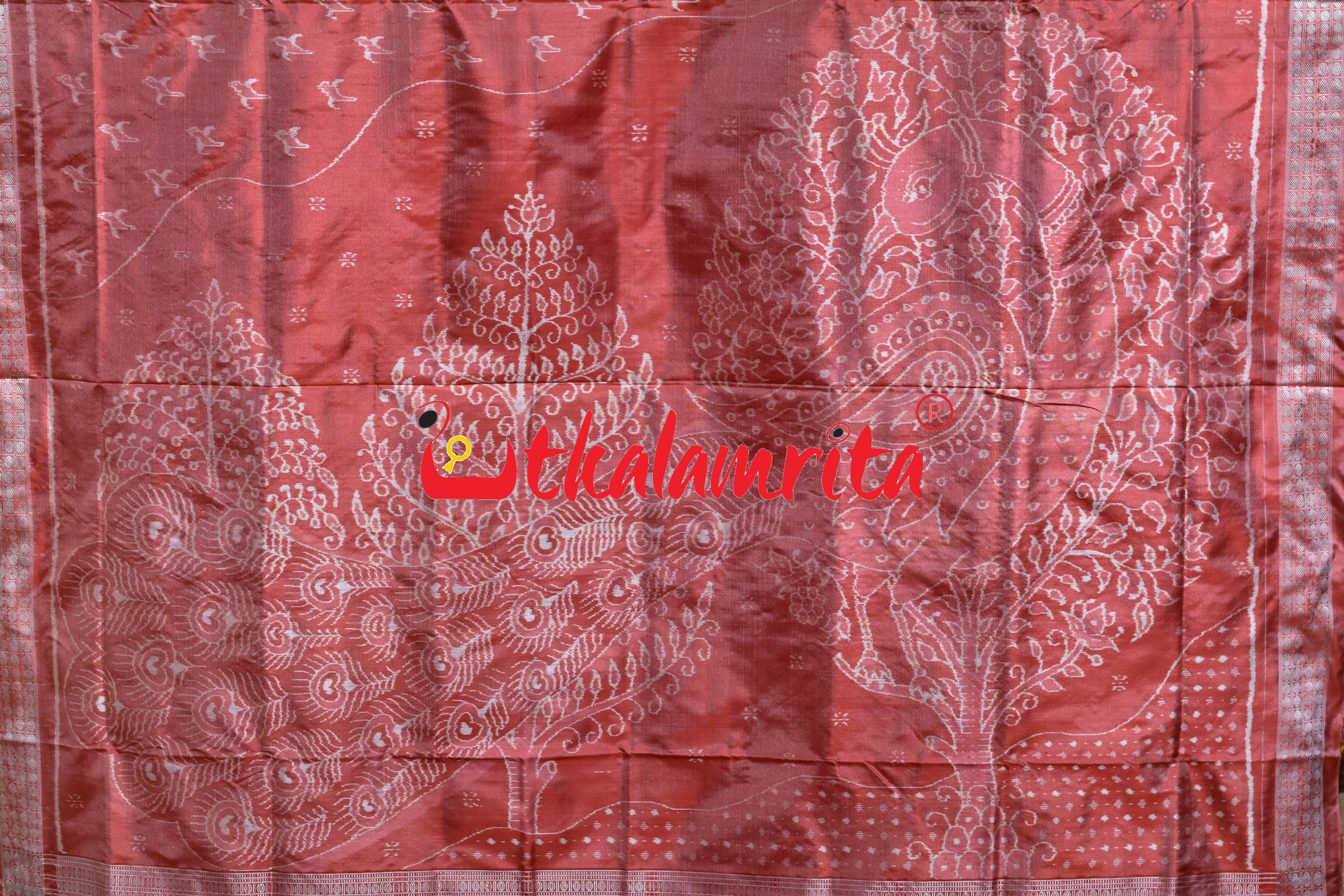 Peach Seven Wonders of the World Sambalpuri Silk Saree