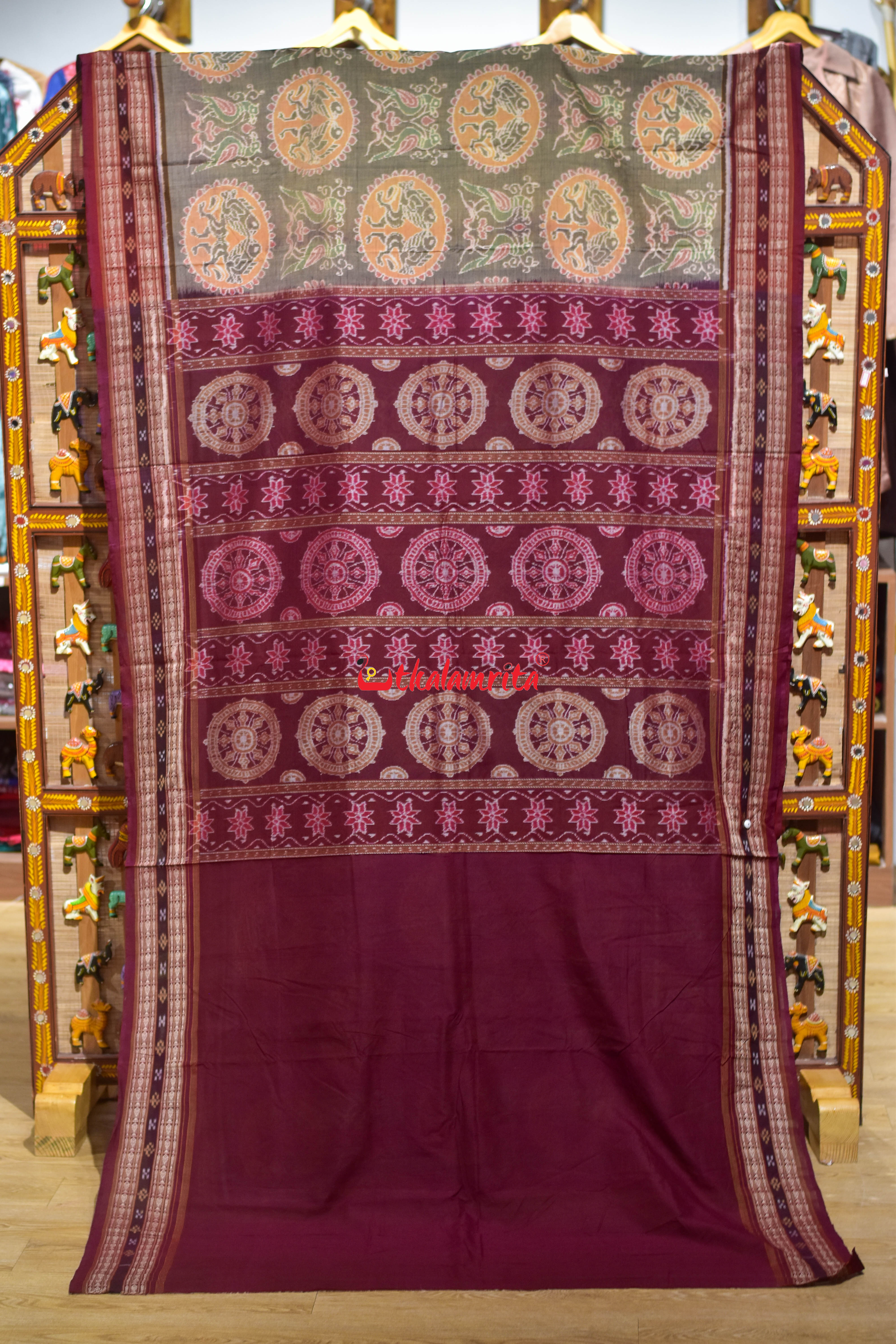 Charcoal Grey Rupa Chadhei Sambalpuri Cotton Saree