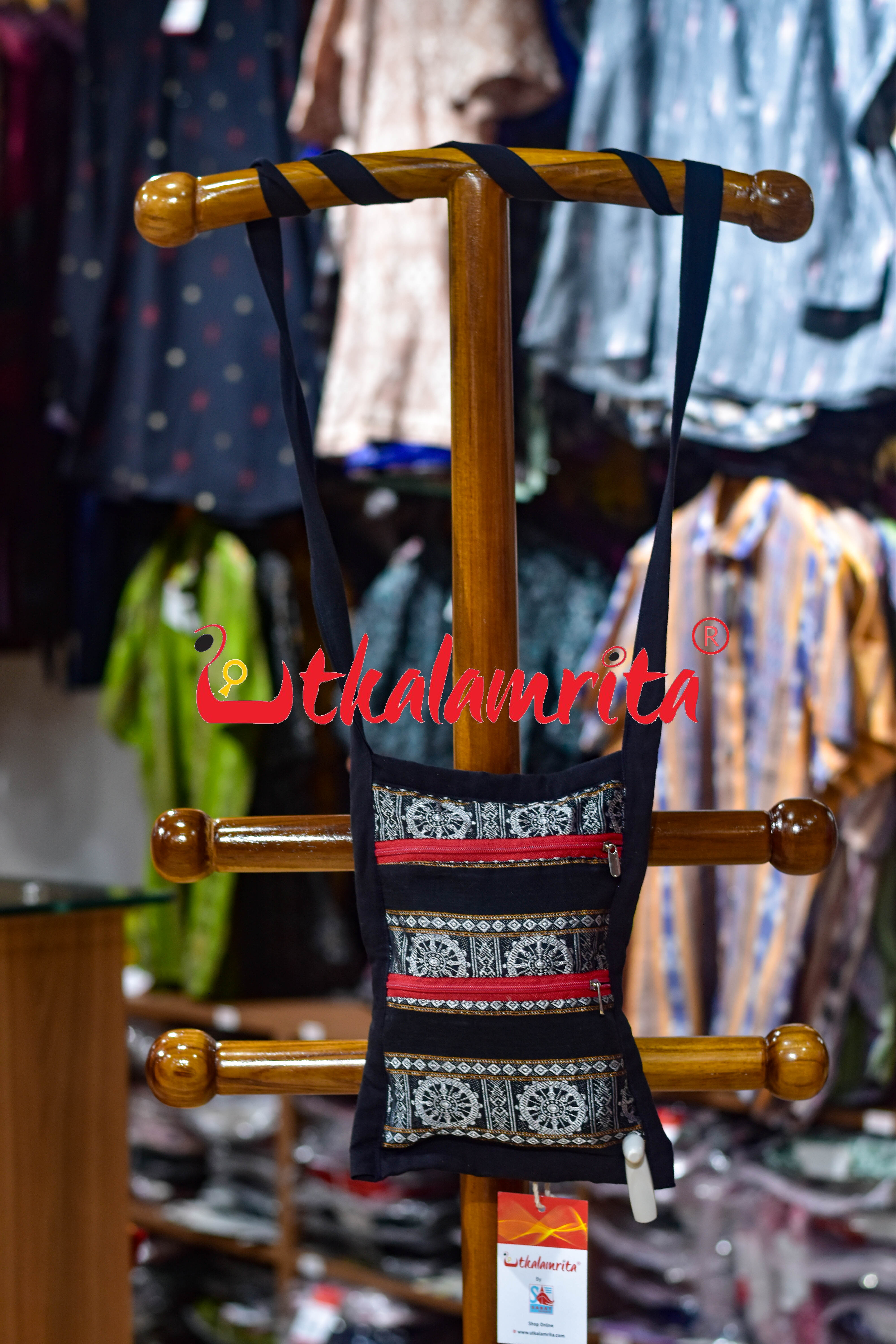 Black Konark Chakra Small Sling Bag