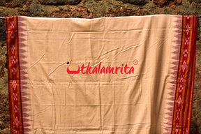 Tussarite Maroon Kumbha Khandua Cotton Saree