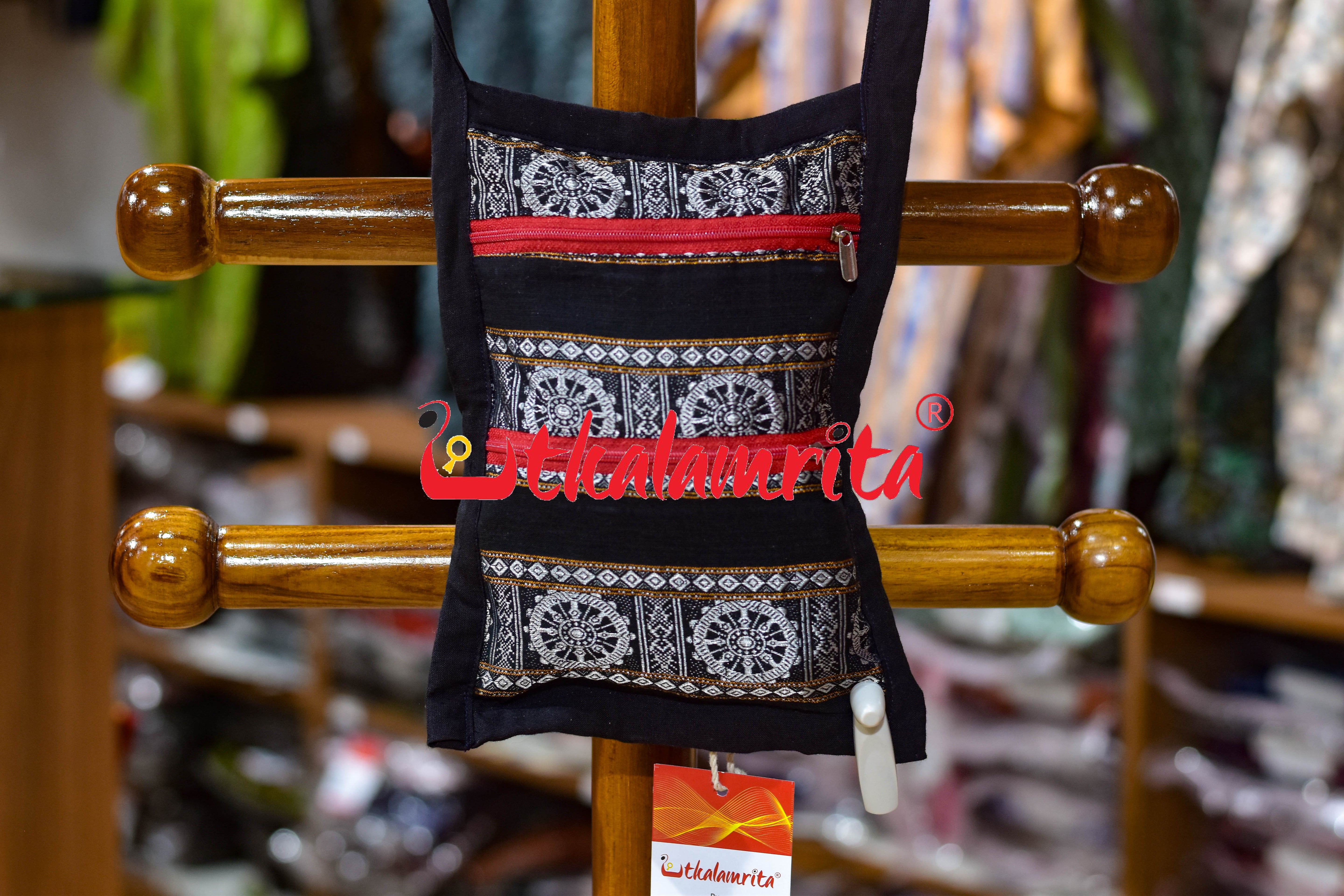 Black Konark Chakra Small Sling Bag