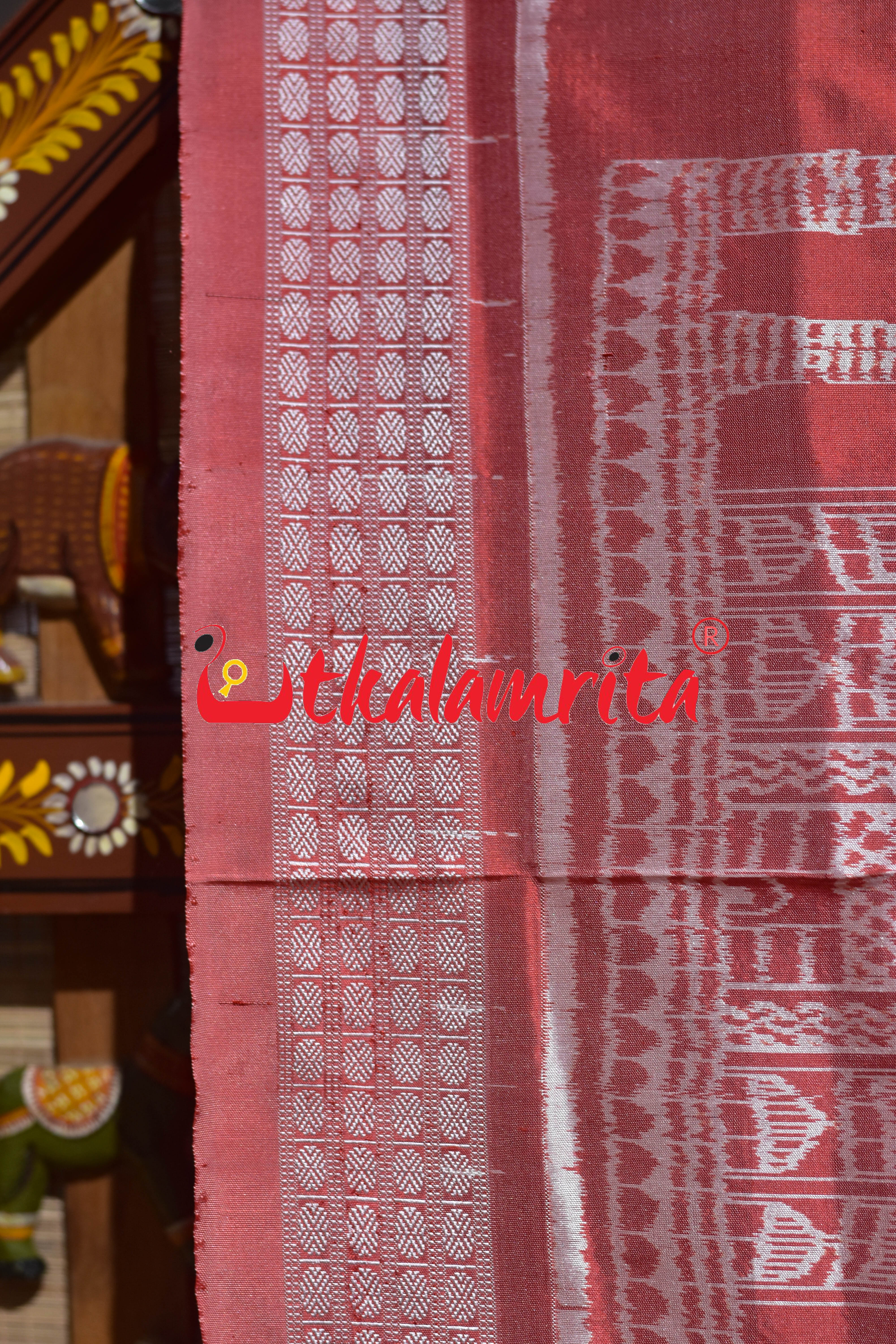 Peach Seven Wonders of the World Sambalpuri Silk Saree