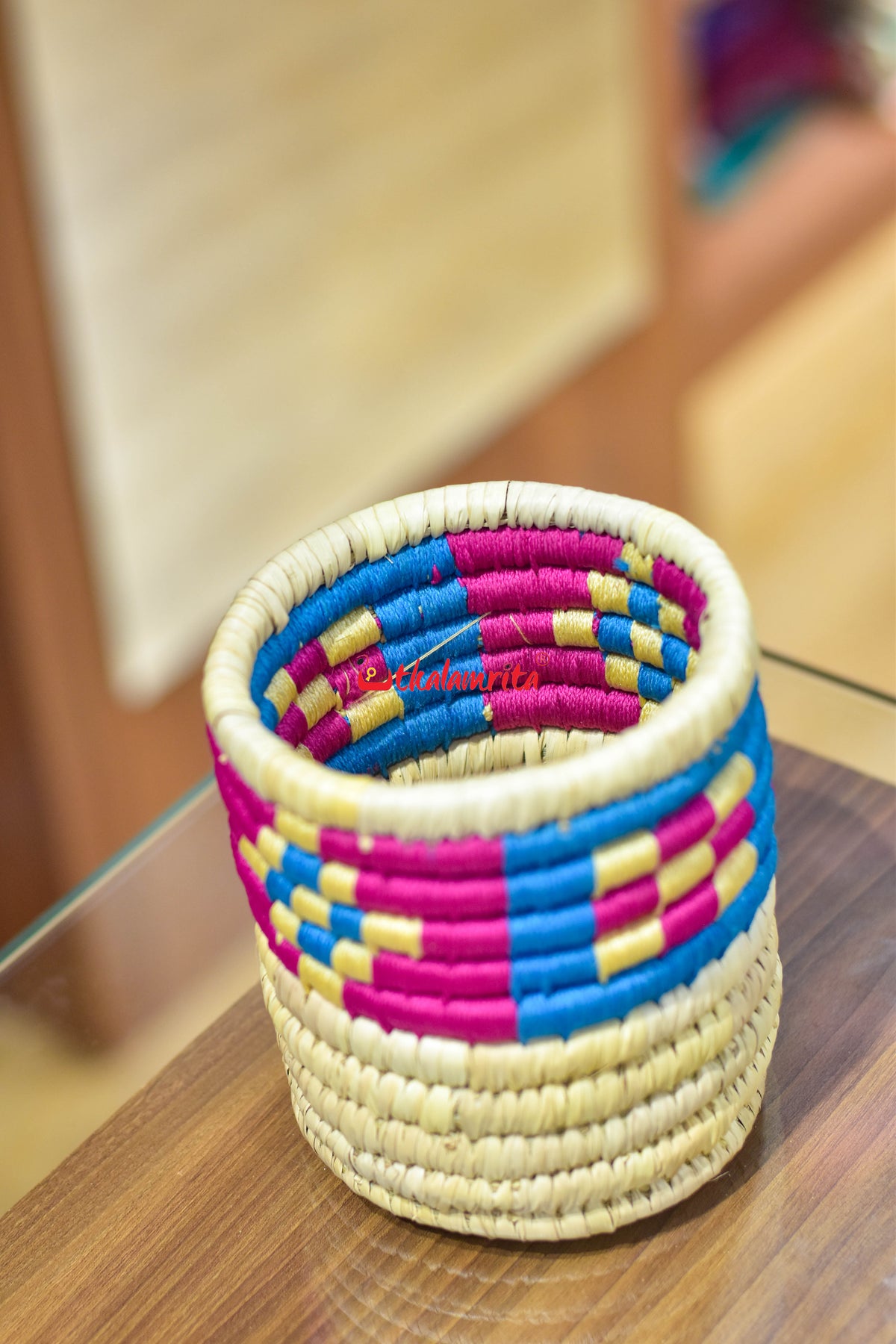 Sabai Grass Blue Pink Pasapali Pen Stand