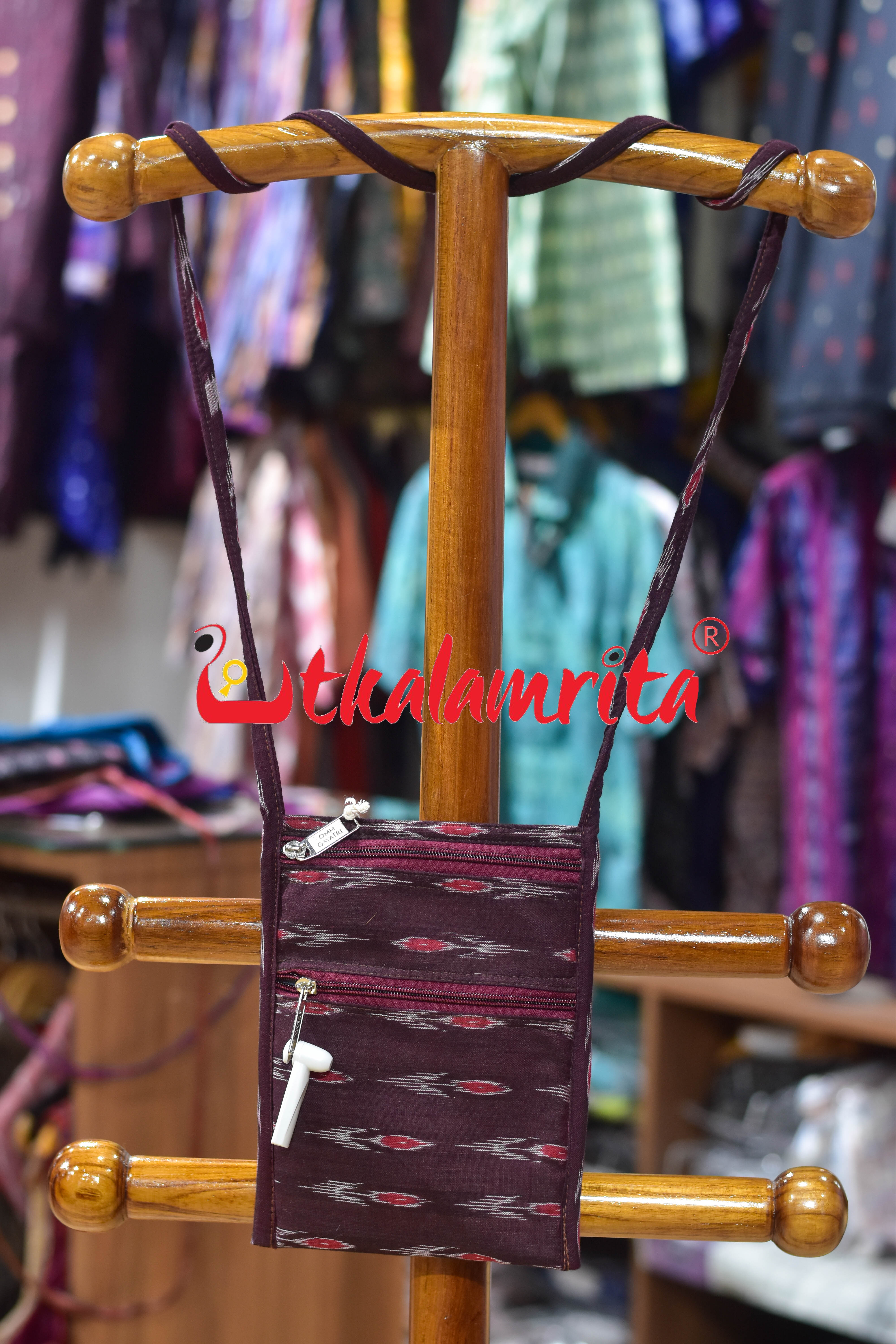 Maroon Labanga Bandha Mobile Sling Bag