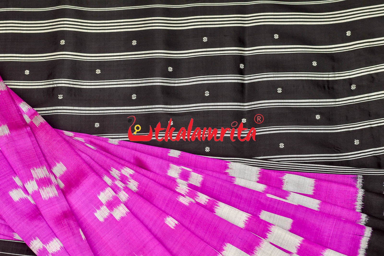 Pink Big Pasapali Khandua Silk Saree