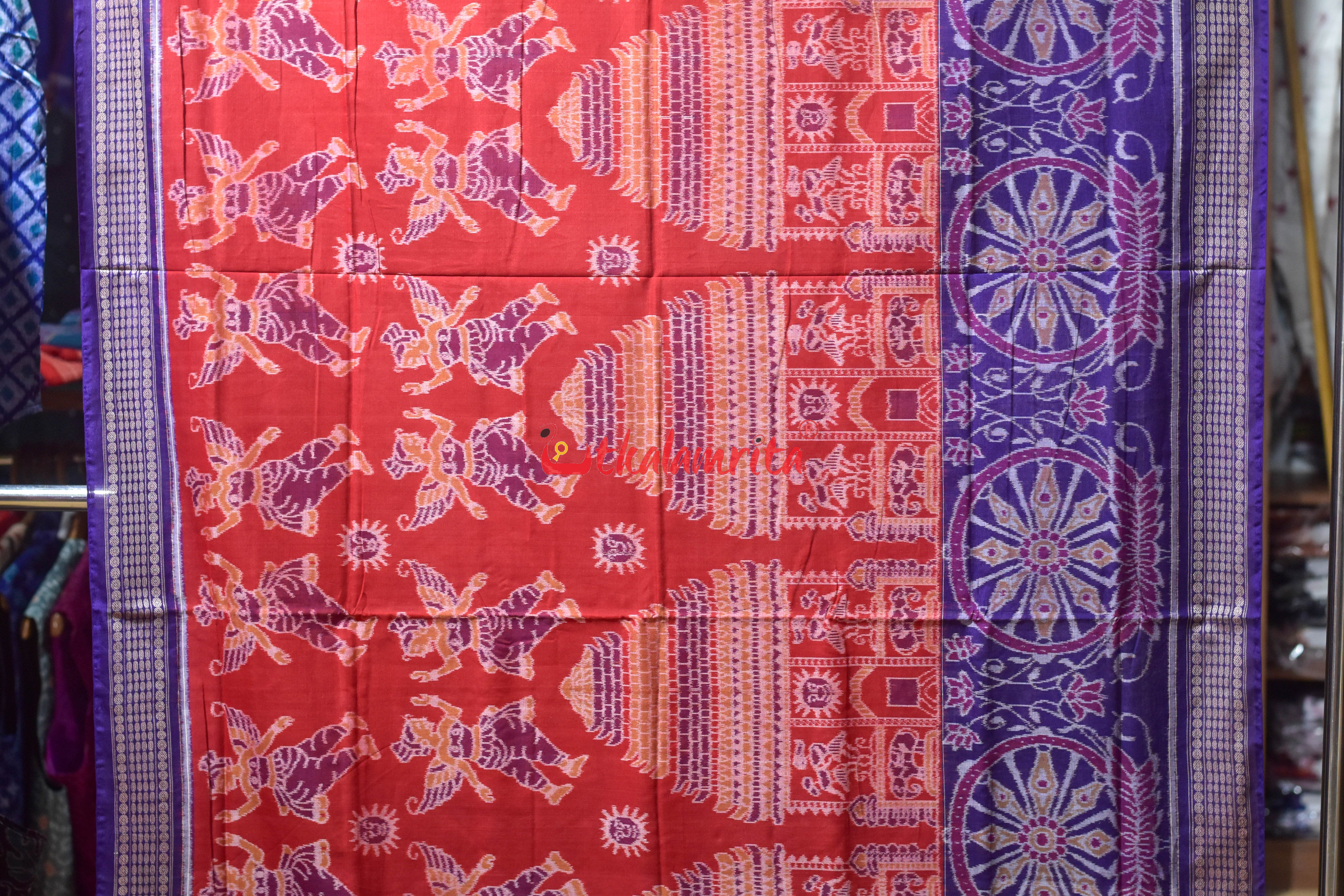 Red Konark with Nartaki Sambalpuri Cotton Saree