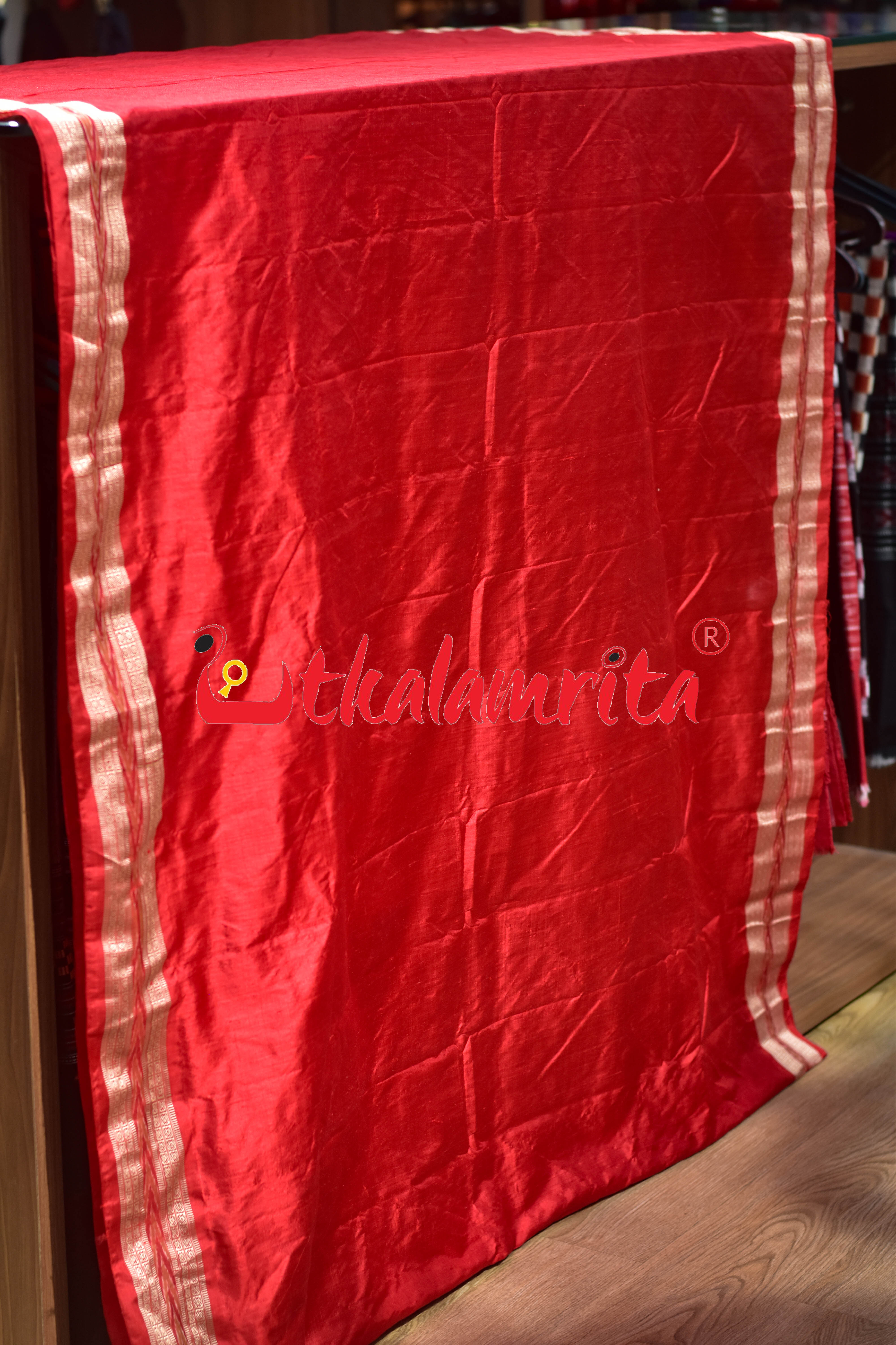 Red Dhanpatri Border Khandua Silk (Fabric)
